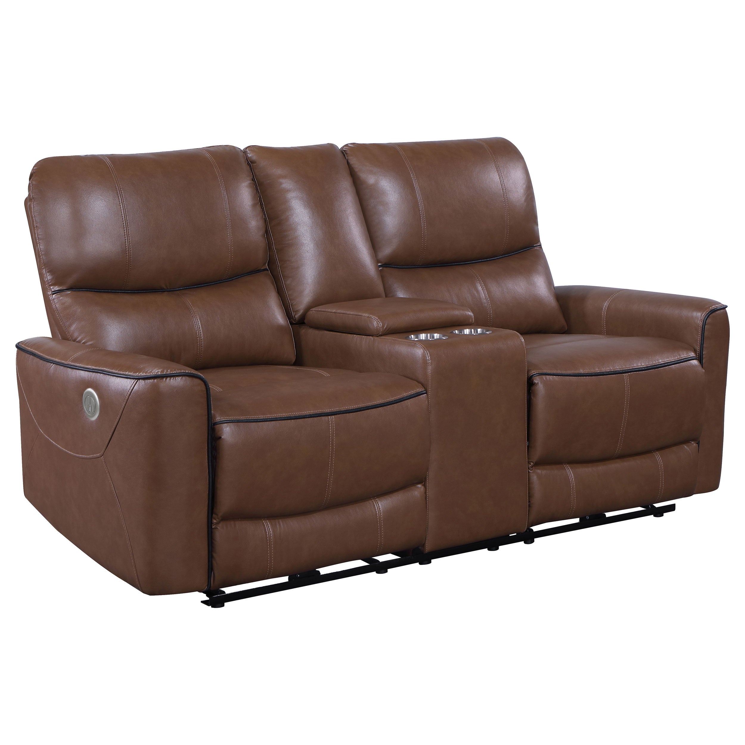 Dar Furniture - Coaster - Greenfield Upholstered Power Reclining Loveseat Saddle Brown - 610265P