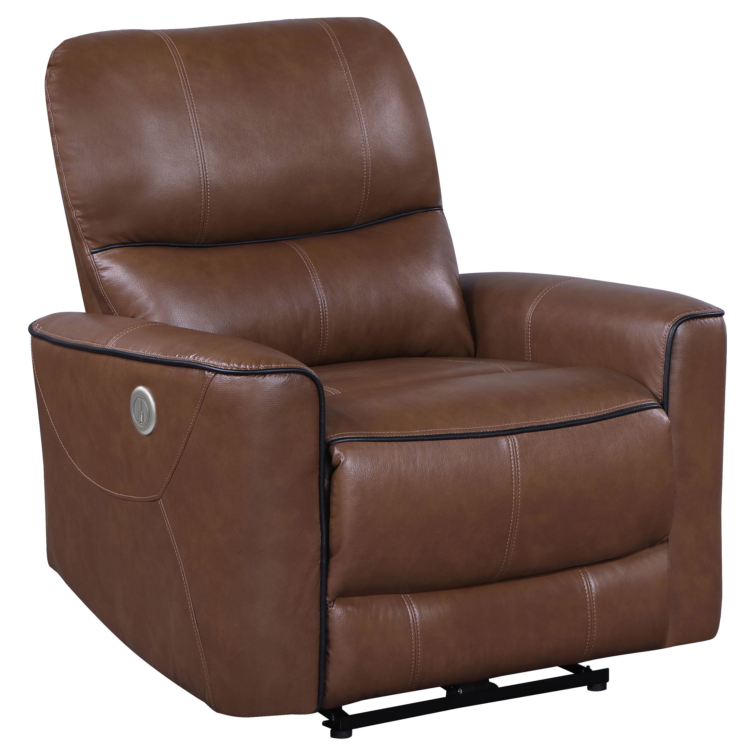 Dar Furniture - Coaster - Greenfield Upholstered Power Recliner Chair Saddle Brown - 610266P