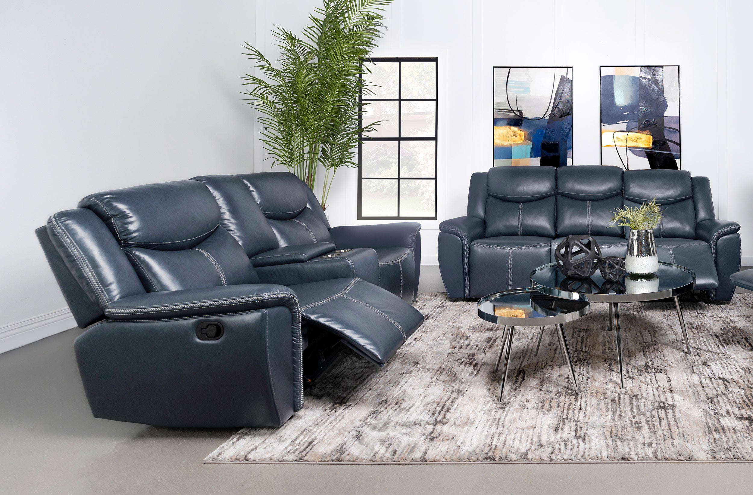 Dar Furniture - Coaster - Sloane 2-piece Upholstered Reclining Sofa Set Blue - 610271-S2