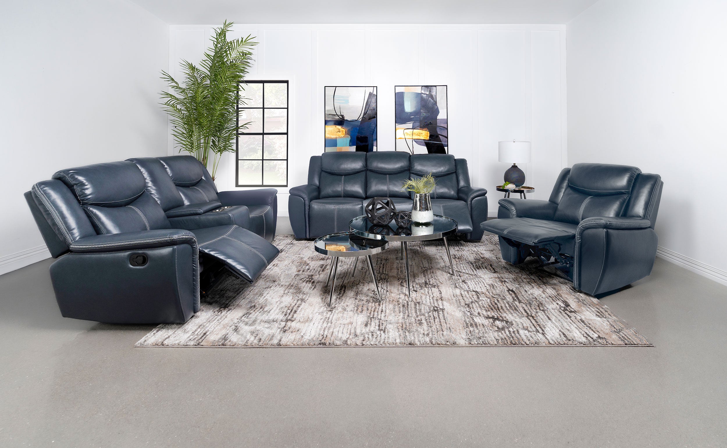 Dar Furniture - Coaster - Sloane 3-piece Upholstered Reclining Sofa Set Blue - 610271-S3