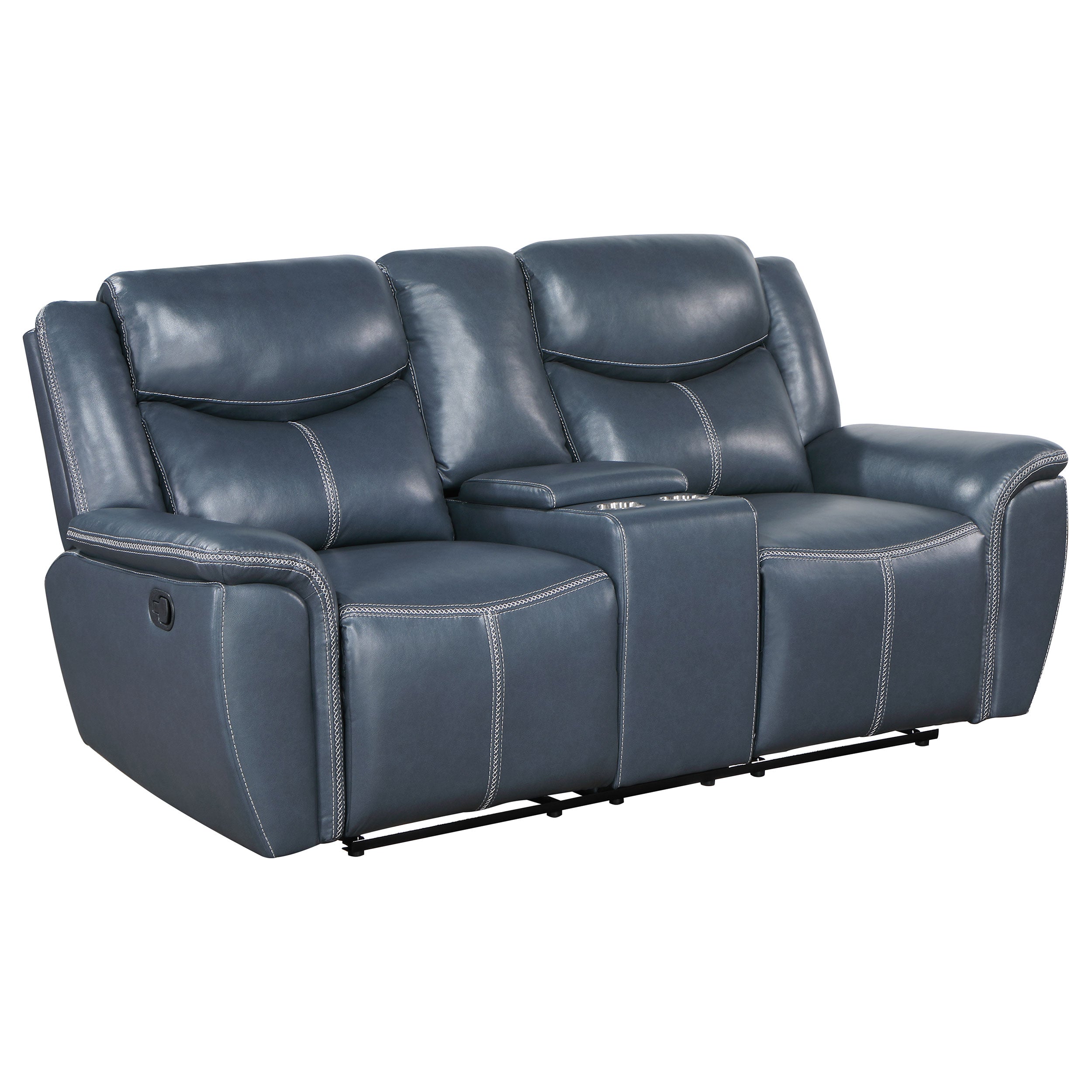 Dar Furniture - Coaster - Sloane Upholstered Padded Arm Reclining Loveseat Blue - 610272
