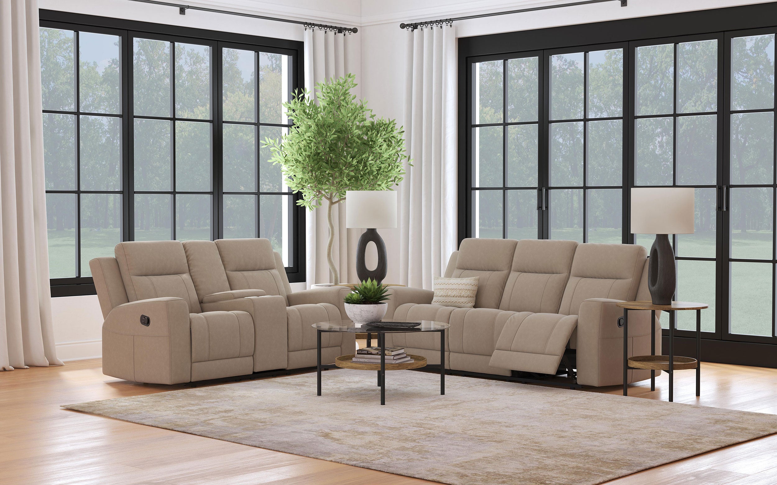 Dar Furniture - Coaster - Brentwood 2-piece Upholstered Reclining Sofa Set Taupe - 610281-S2