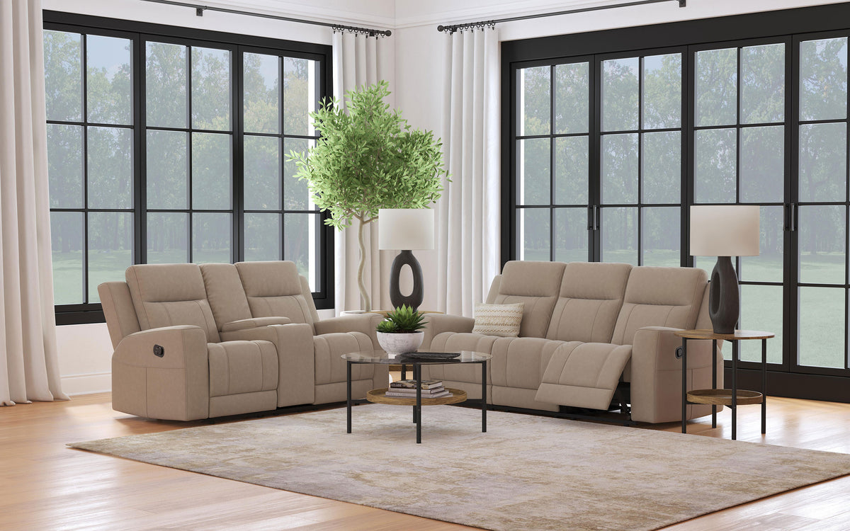 Dar Furniture - Coaster - Brentwood 2-piece Upholstered Reclining Sofa Set Taupe - 610281-S2