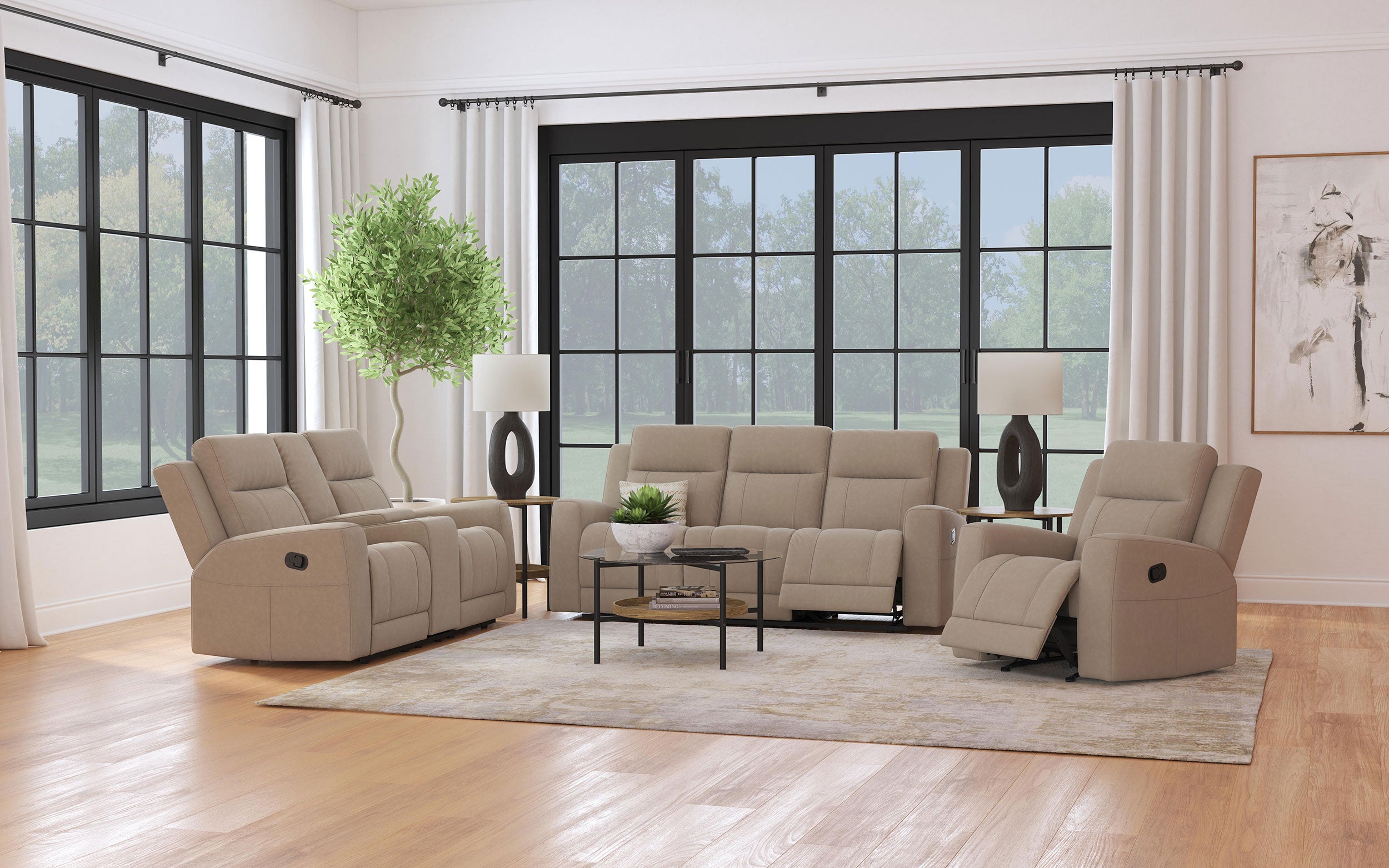 Dar Furniture - Coaster - Brentwood 3-piece Upholstered Reclining Sofa Set Taupe - 610281-S3
