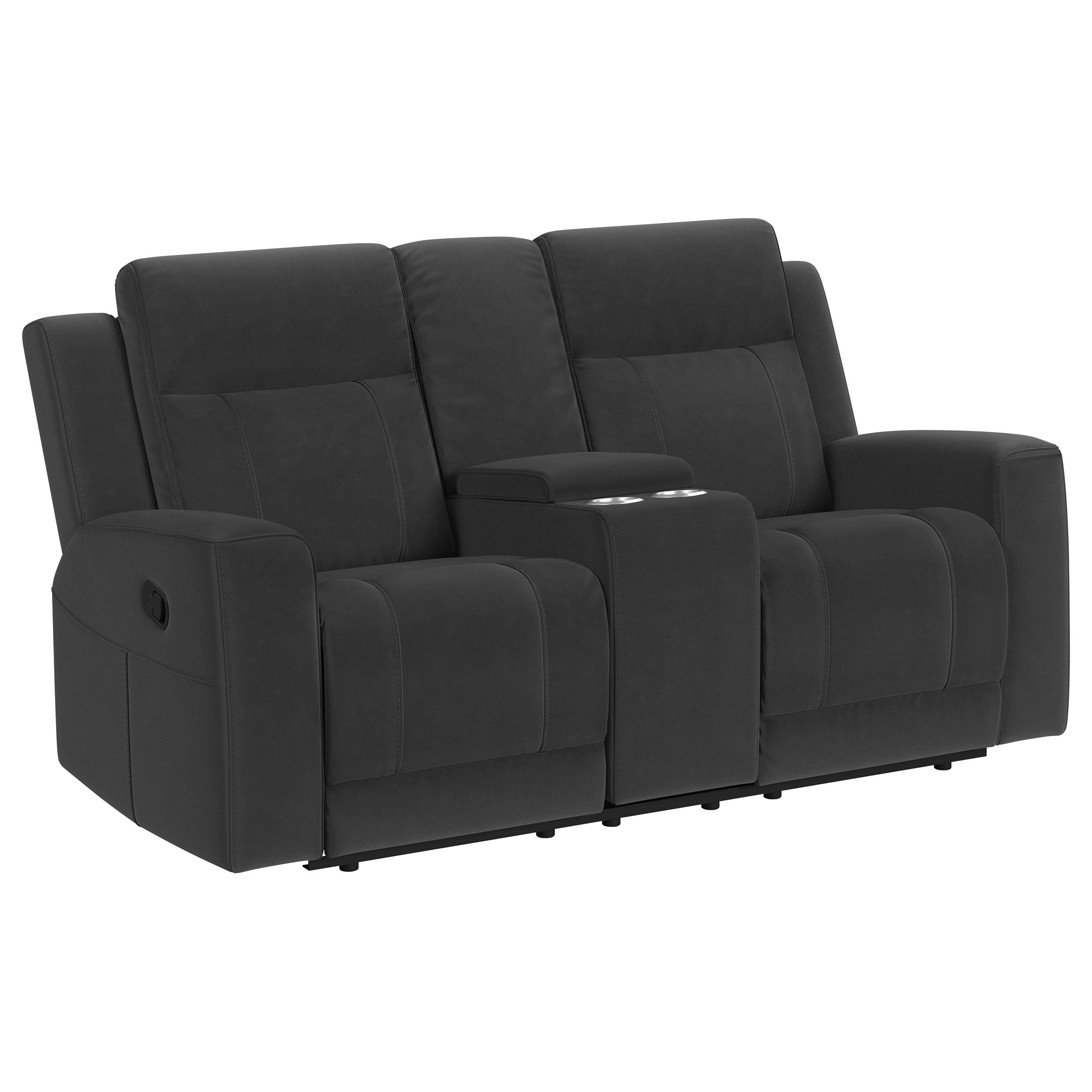 Dar Furniture - Coaster - Brentwood Upholstered Reclining Loveseat Dark Charcoal - 610285