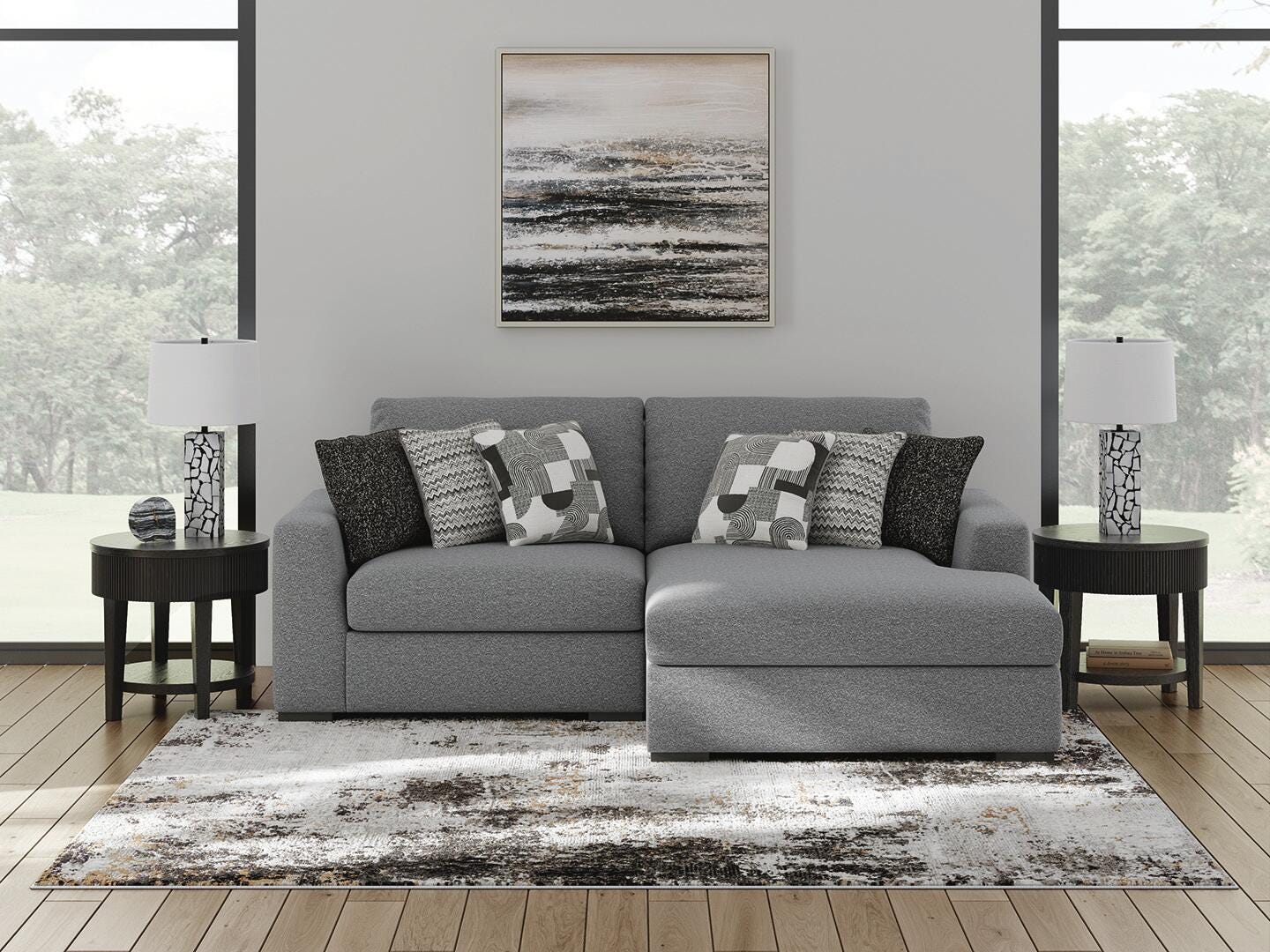 Dar Furniture - Ashley Furniture - Bealton 2-Piece Sectional with Chaise - RAF 2-Piece Sectional with Chaise / Salt and Pepper - 61305S10