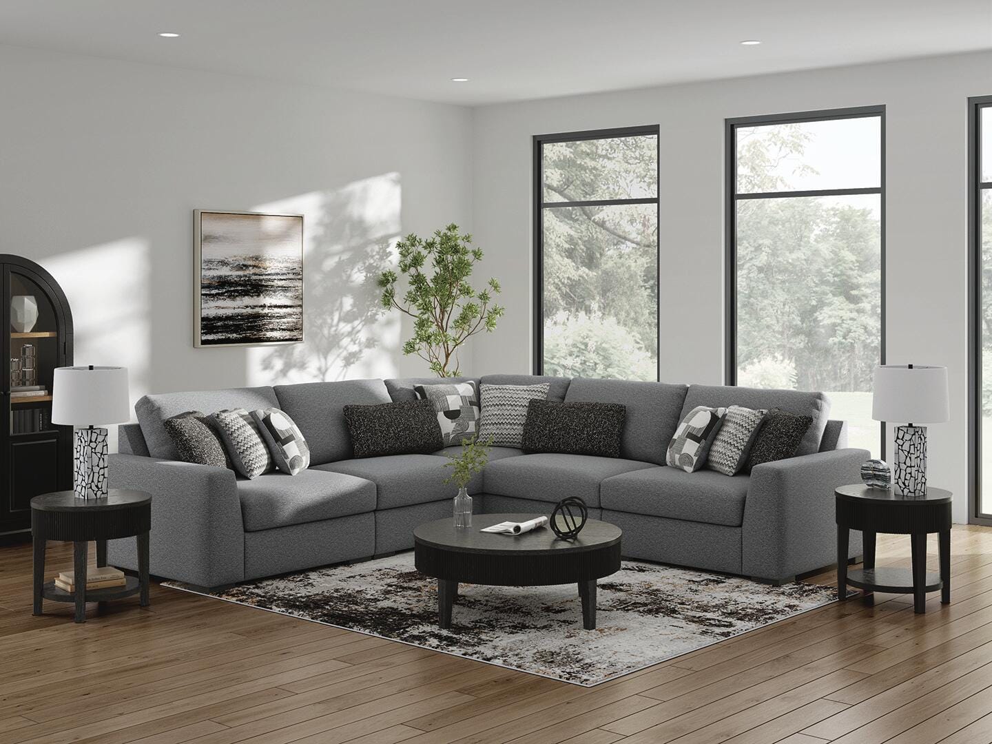 Dar Furniture - Ashley Furniture - Bealton 5-Piece Sectional - RAF 5-Piece Sectional / Salt and Pepper - 61305S6