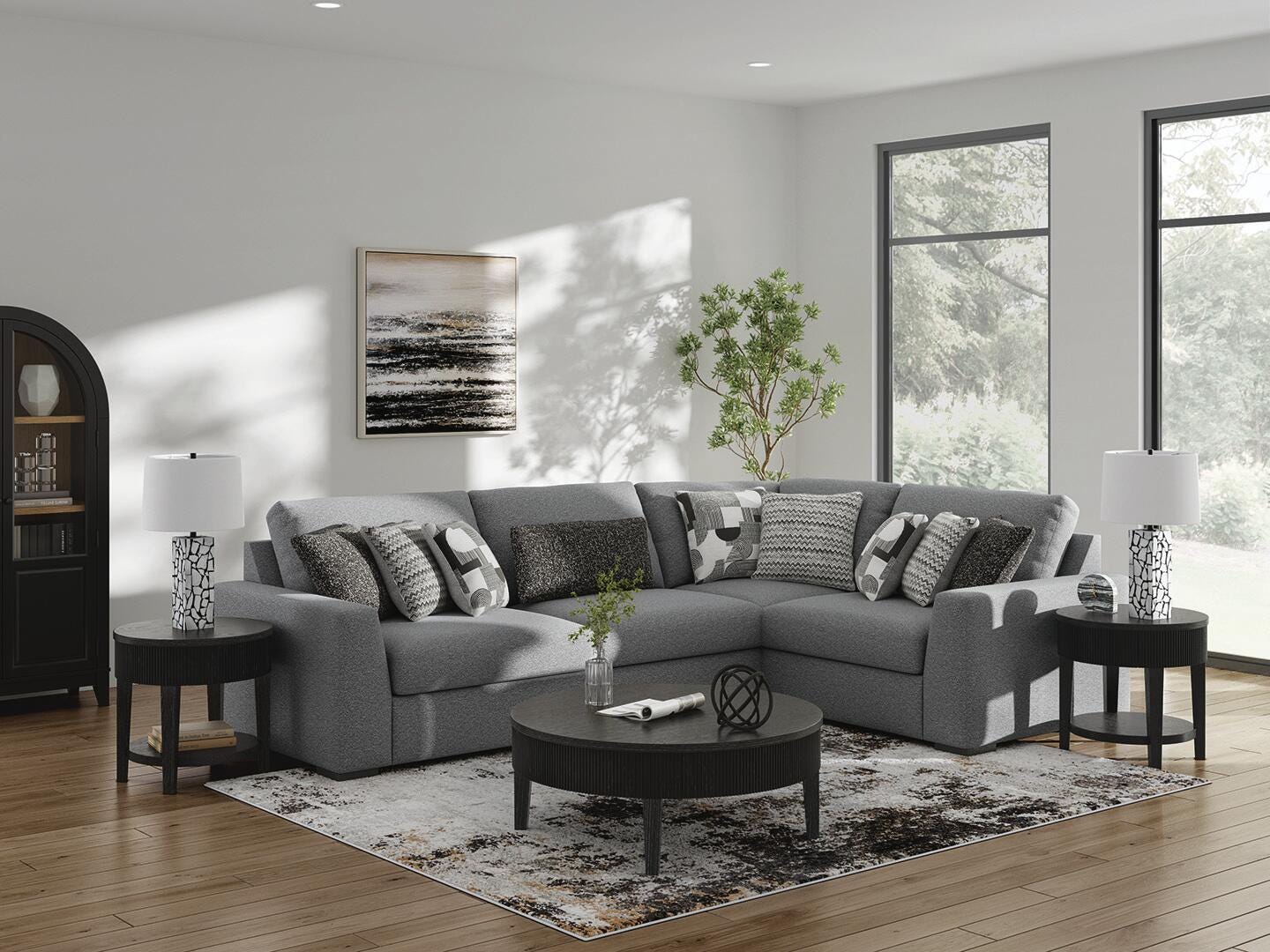 Dar Furniture - Ashley Furniture - Bealton 4-Piece Sectional - RAF 4-Piece Sectional / Salt and Pepper - 61305S5