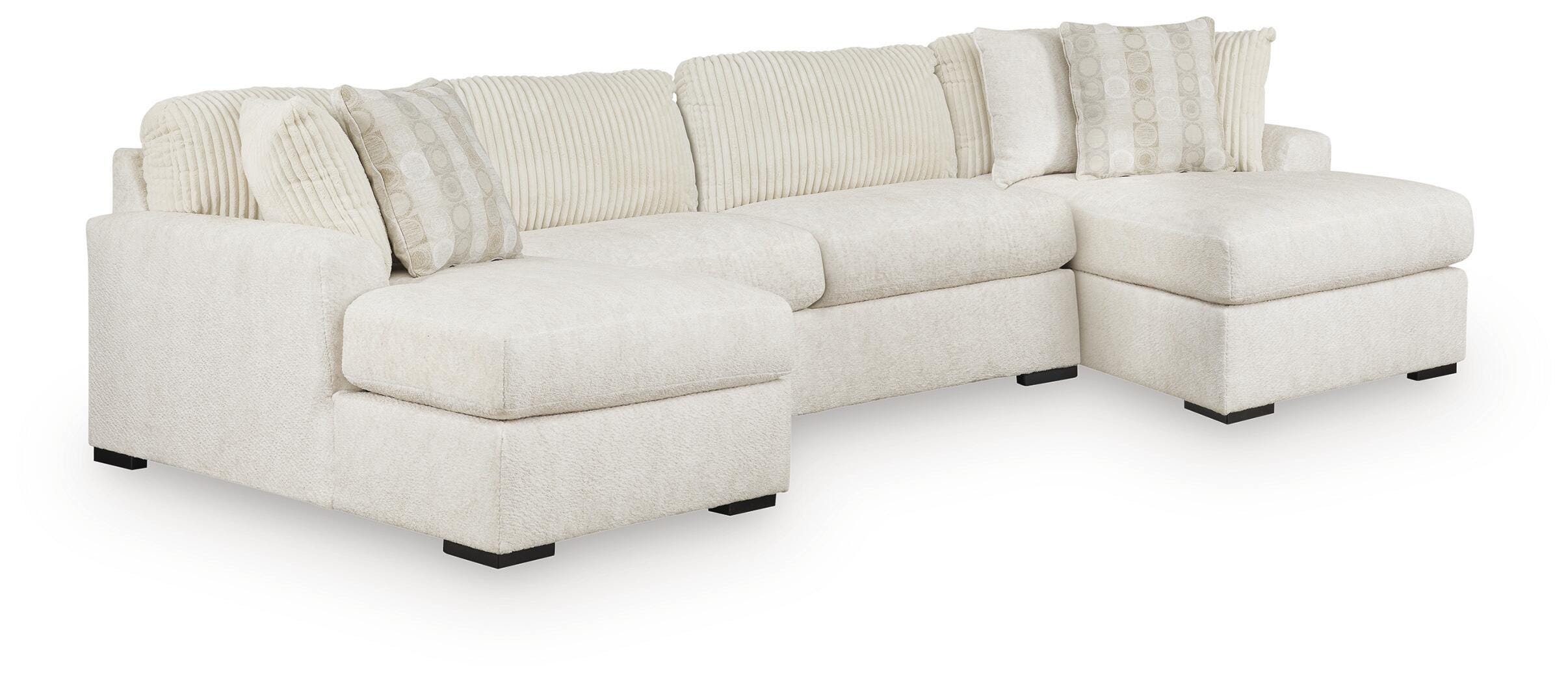 Dar Furniture - Ashley Furniture - Chessington 3-Piece Sectional with Double Chaise - RAF 3-Piece Sectional with Double Chaise / Ivory - 61904S6