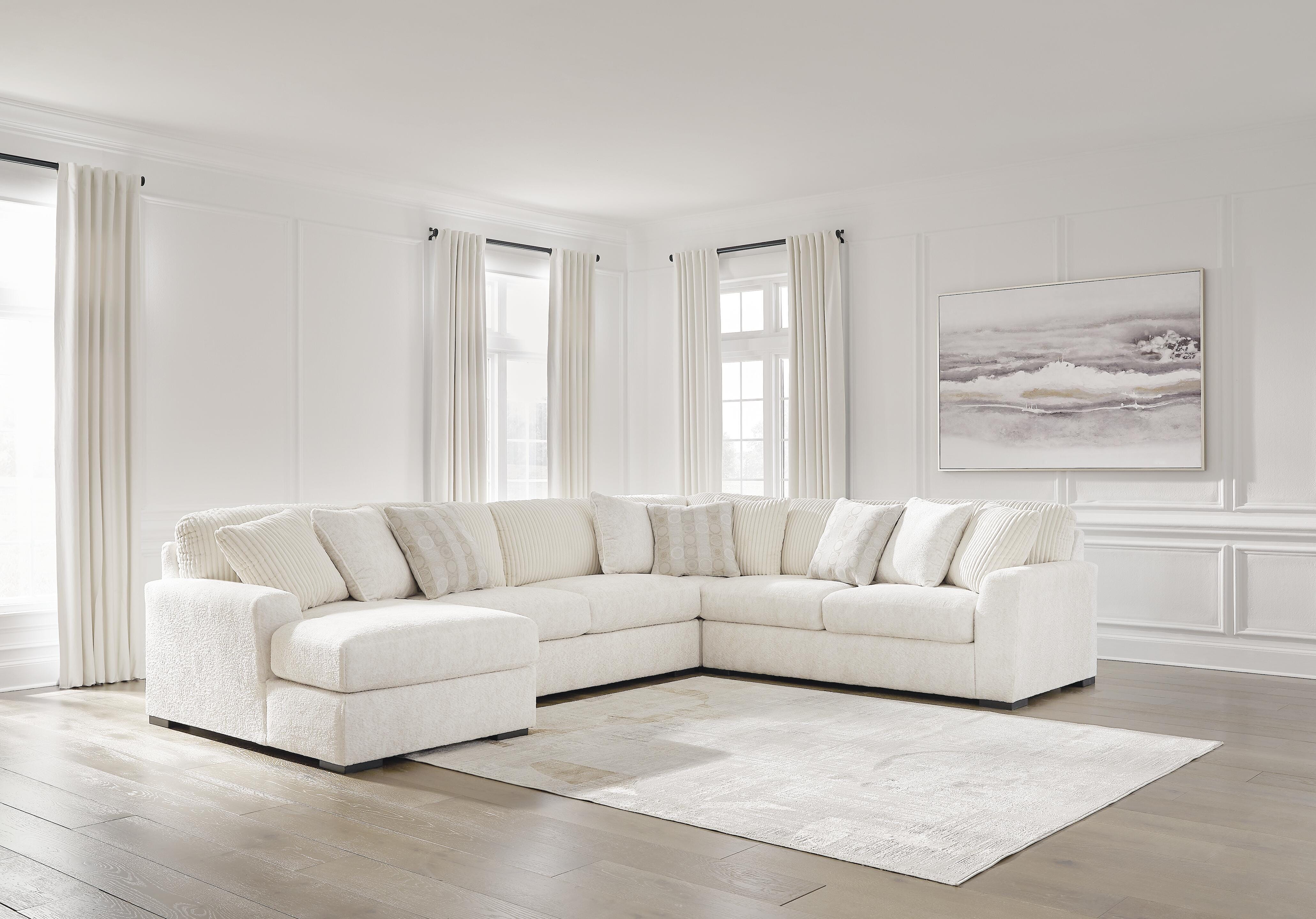 Dar Furniture - Ashley Furniture - Chessington 4-Piece Sectional with Chaise - RAF 4-Piece Sectional with Chaise / Ivory - 61904S3