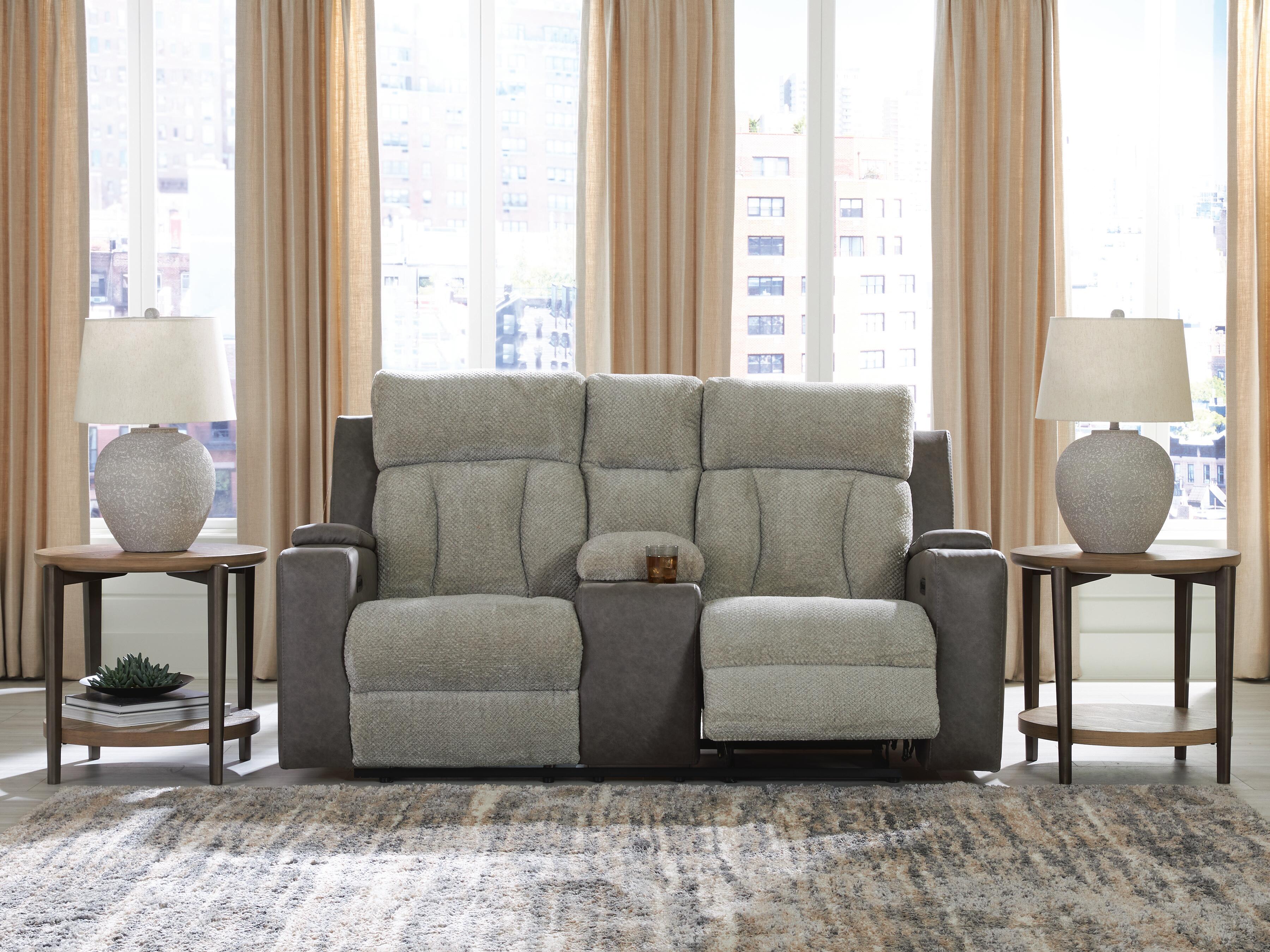 Dar Furniture - Ashley Furniture - Branthorpe Power Reclining Loveseat with Console - PWR REC Loveseat/CON/ADJ HDRST / Sisal - PC6320418
