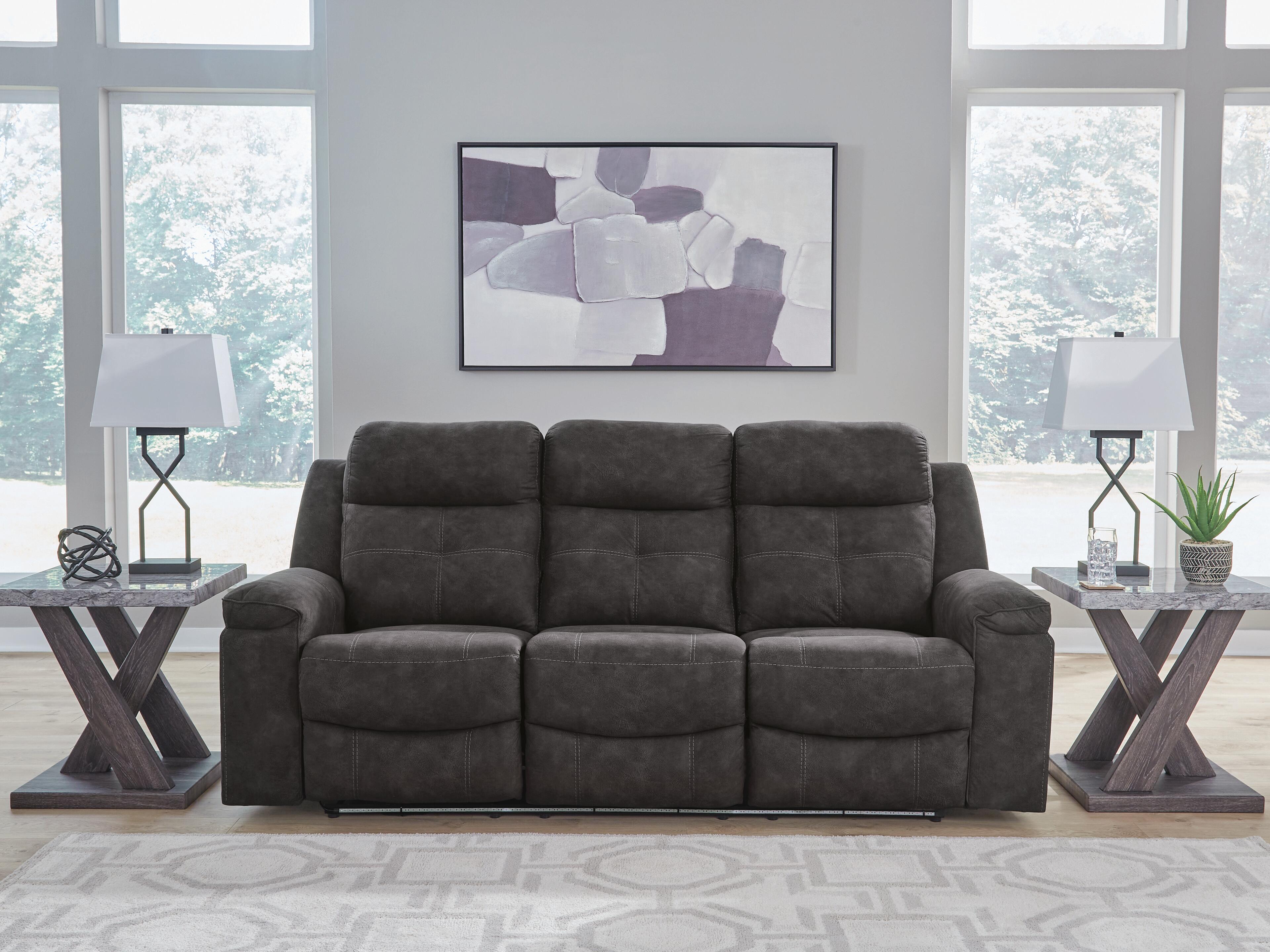 Dar Furniture - Ashley Furniture - Brysonview Reclining Sofa - Reclining Sofa / Charcoal - 6360588