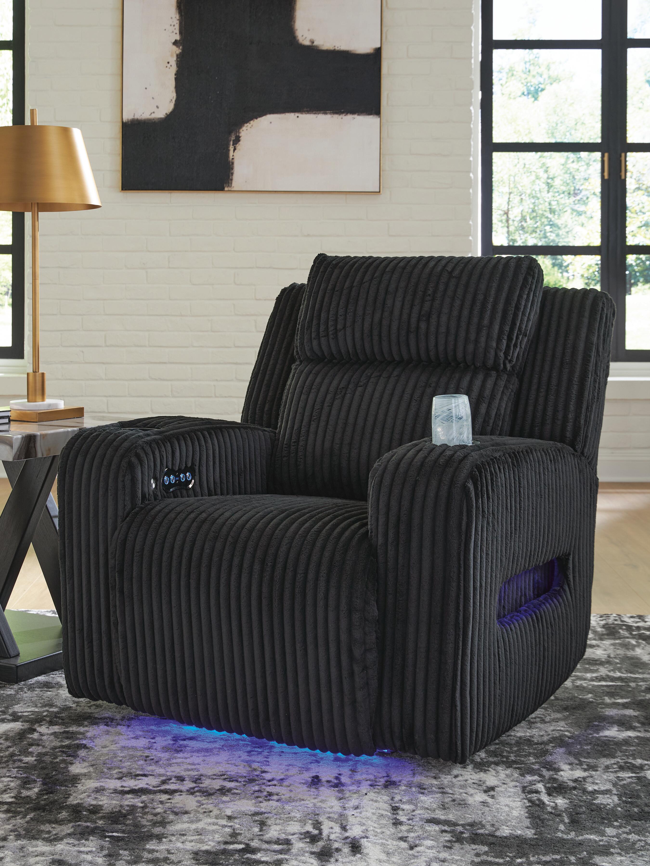 Dar Furniture - Ashley Furniture - Belvarrow Power Recliner - PWR Recliner/ADJ Headrest / Black - PC6420213