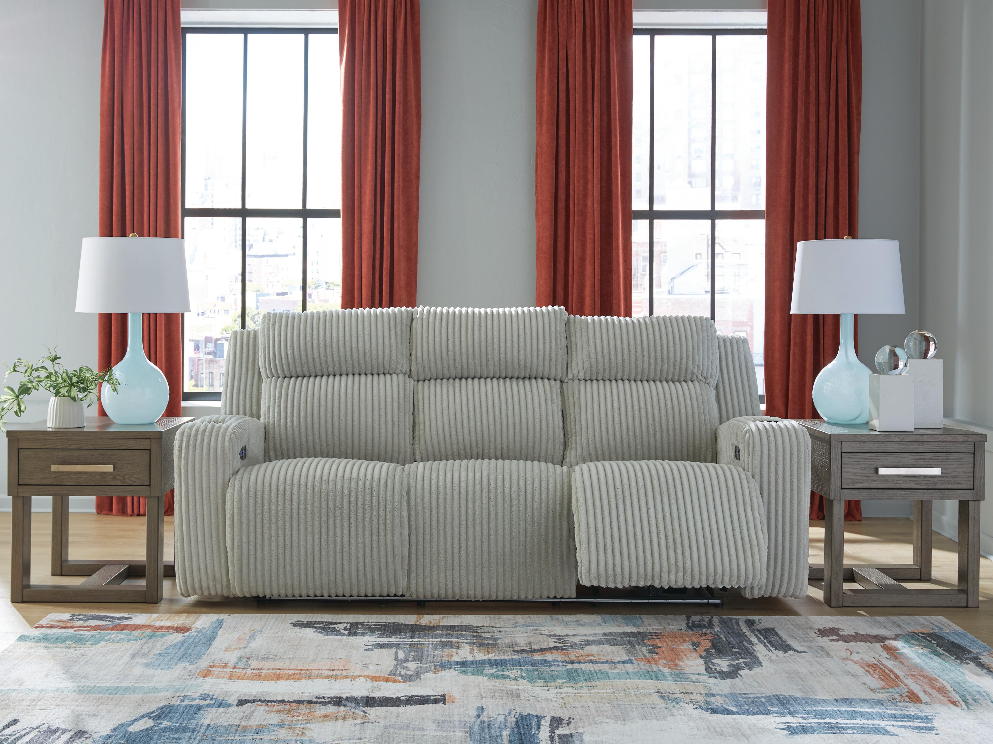 Dar Furniture - Ashley Furniture - Forest Lake Power Reclining Sofa - PWR REC Sofa with ADJ Headrest / Alloy - PC6420315