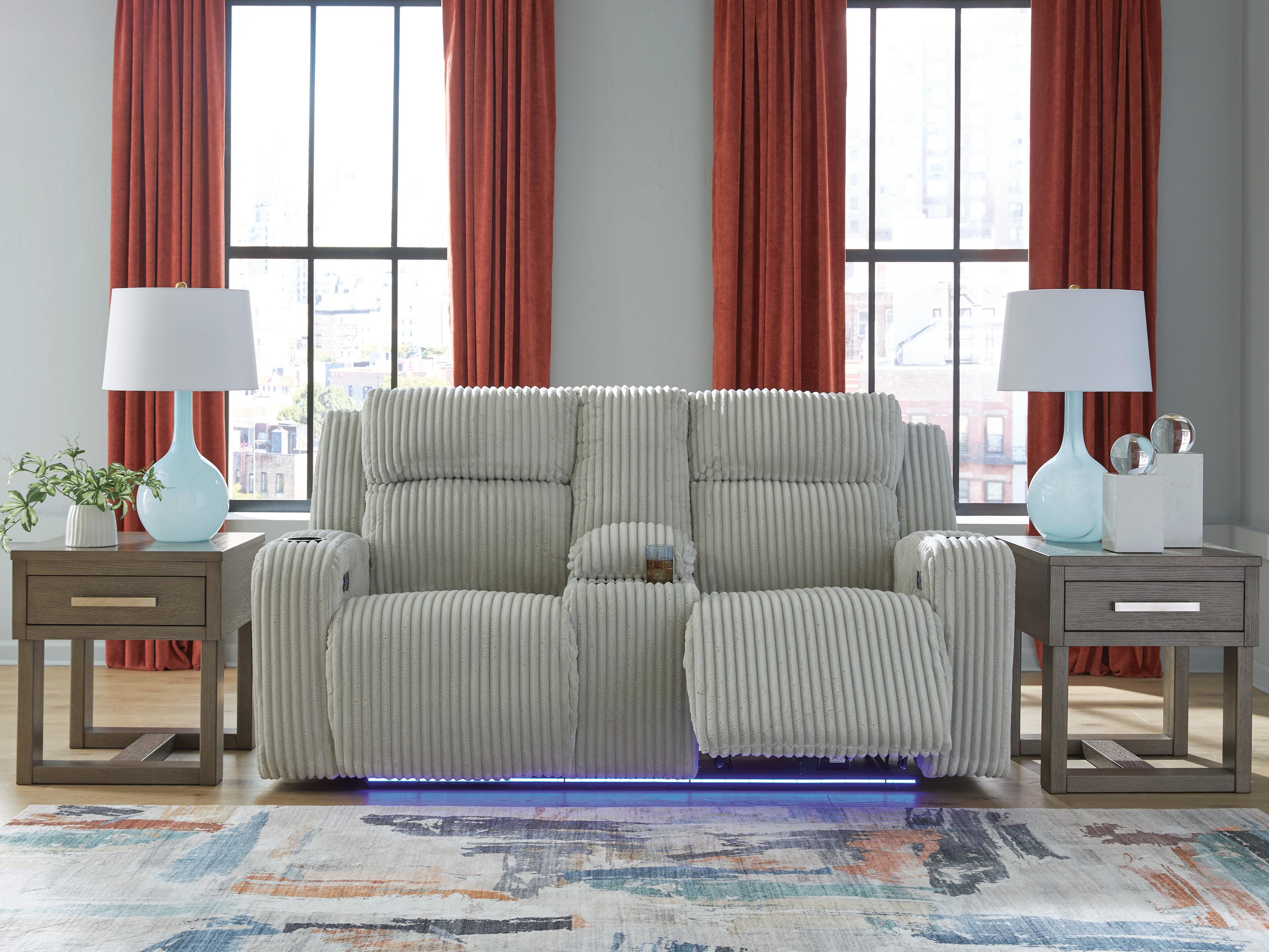 Dar Furniture - Ashley Furniture - Forest Lake Power Reclining Loveseat with Console - PWR REC Loveseat/CON/ADJ HDRST / Alloy - PC6420318