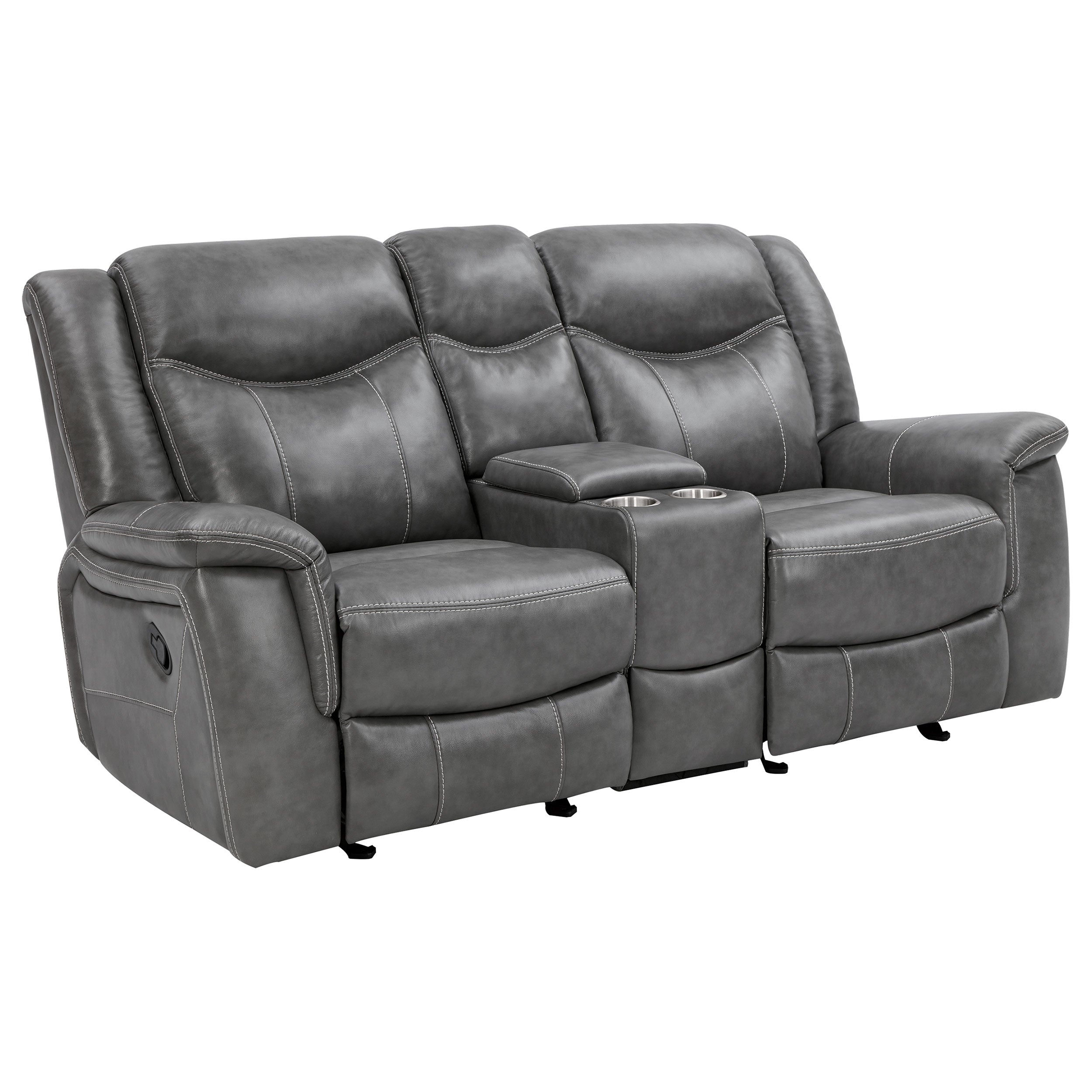 Dar Furniture - Coaster - Conrad Upholstered Padded Arm Glider Loveseat Grey - 650355