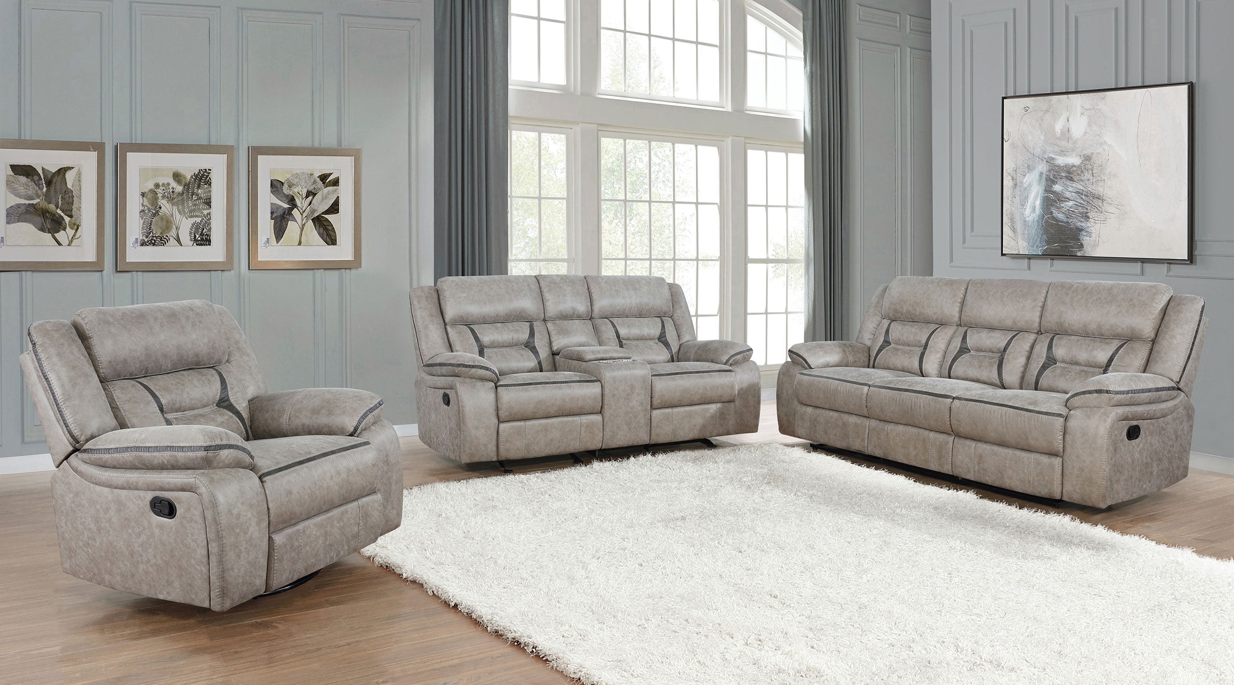 Dar Furniture - Coaster - Greer 3-piece Upholstered Reclining Sofa Set Taupe - 651351-S3