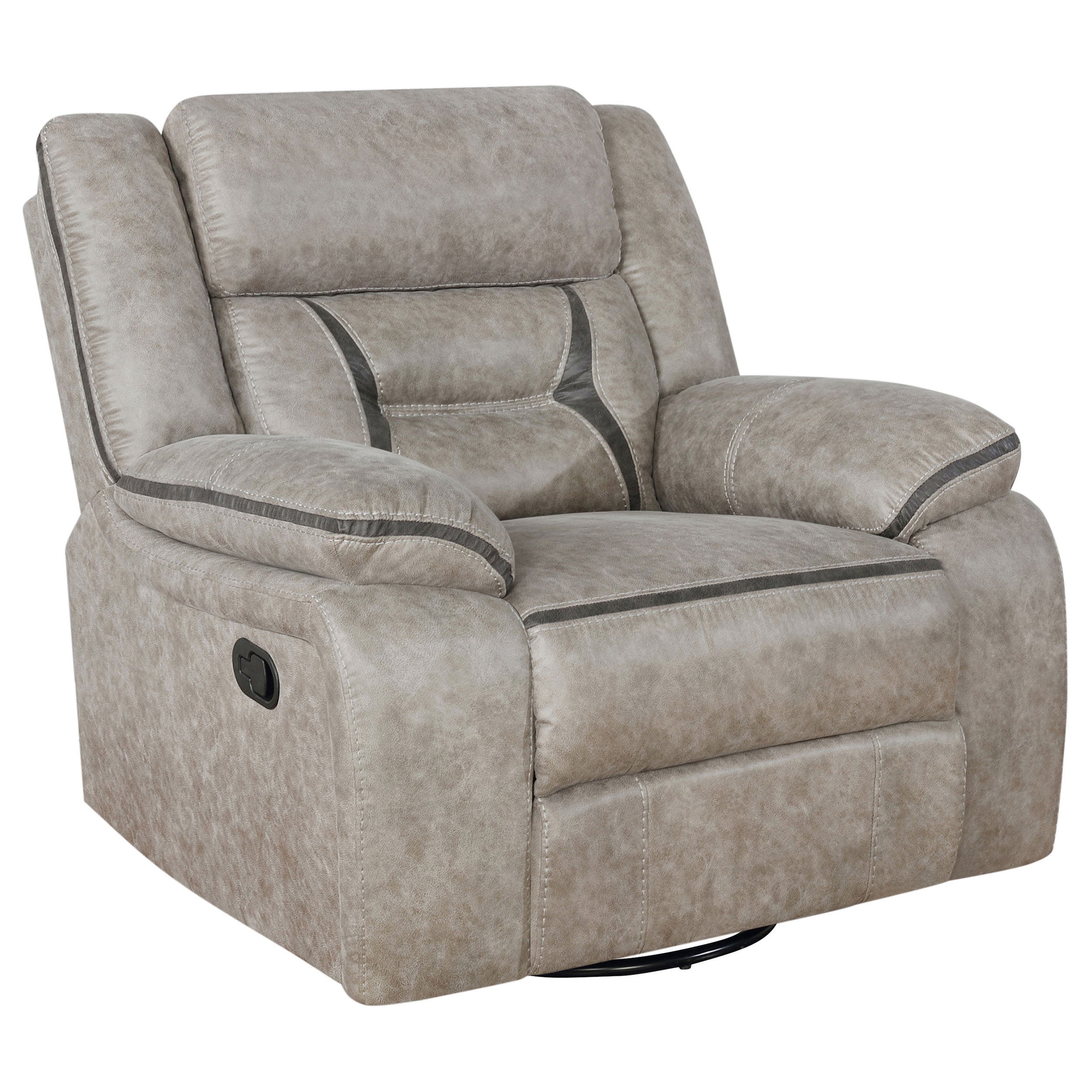 Dar Furniture - Coaster - Greer Upholstered Swivel Glider Recliner Chair Taupe - 651353