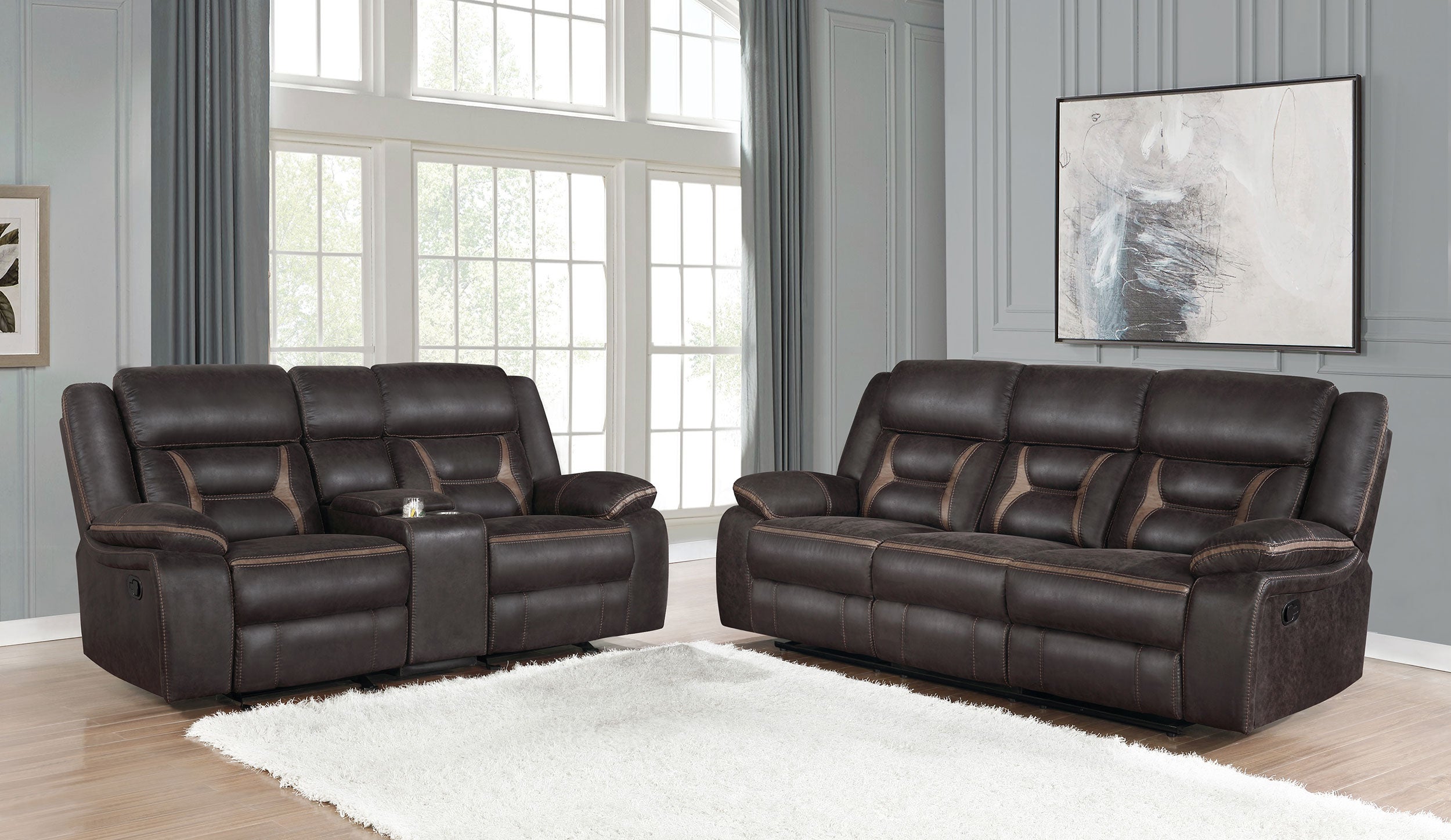 Dar Furniture - Coaster - Greer 2-piece Upholstered Reclining Sofa Set Brown - 651354-S2