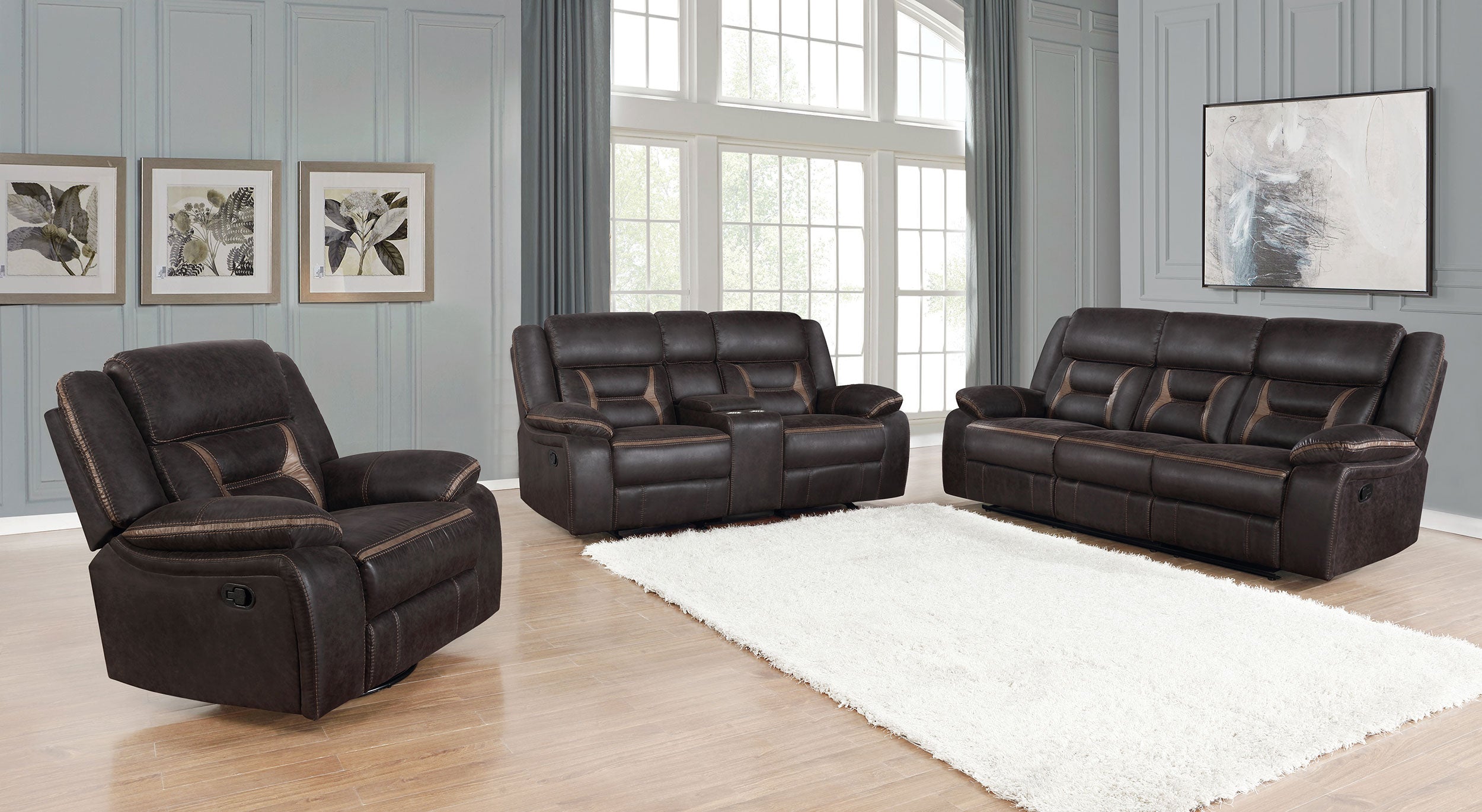 Dar Furniture - Coaster - Greer 3-piece Upholstered Reclining Sofa Set Brown - 651354-S3