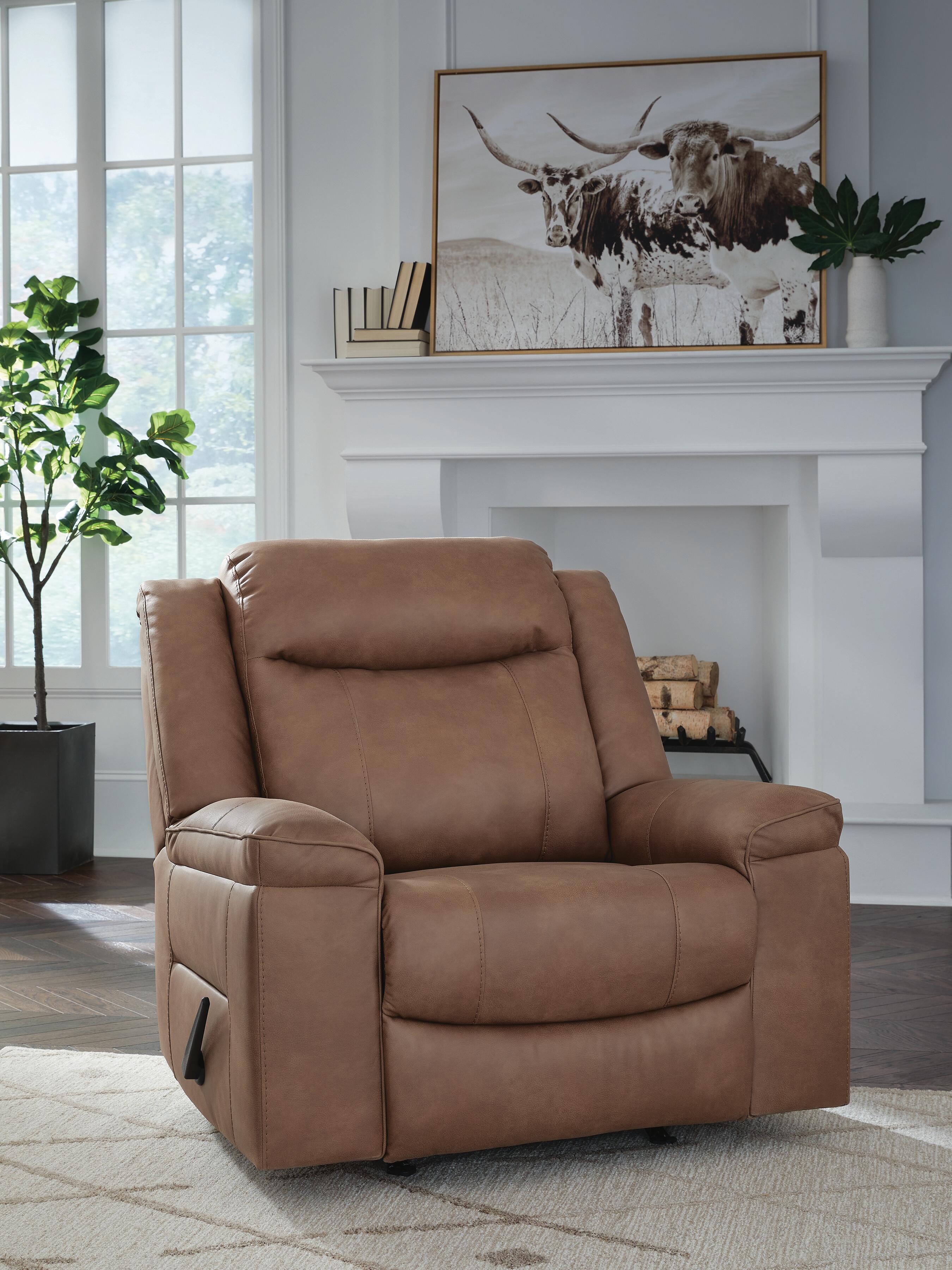 Dar Furniture - Ashley Furniture - Status Check Recliner - Rocker Recliner / Caramel - PC6530825