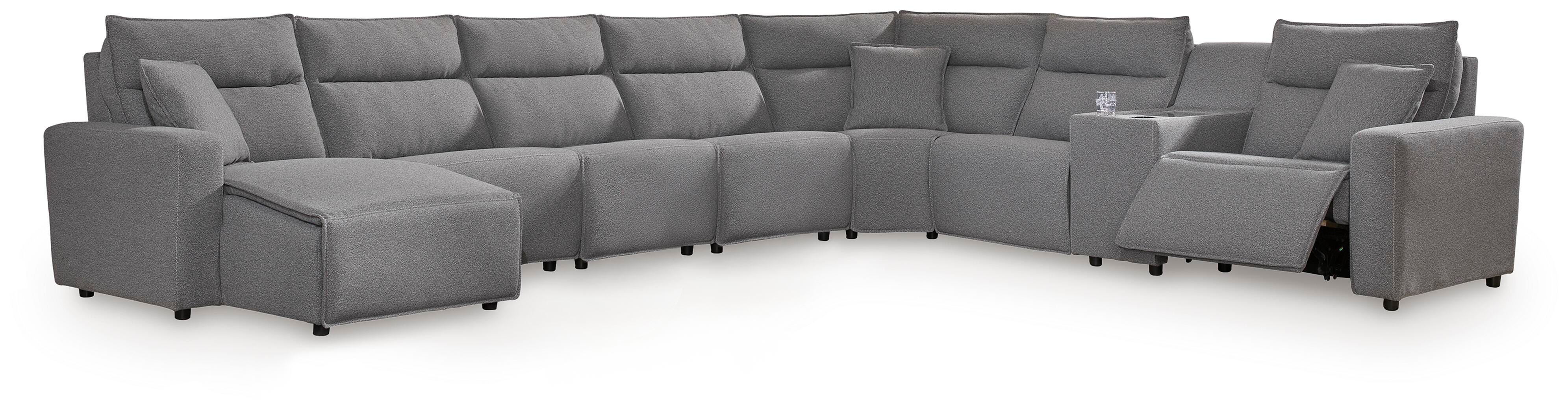 Dar Furniture - Ashley Furniture - Modmax II 8-Piece Power Reclining Sectional with Console - 8-Piece Power Reclining Sectional with Console / Salt and Pepper - 65906S47