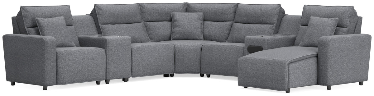 Dar Furniture - Ashley Furniture - Modmax II 7-Piece Power Reclining Sectional with Chaise and Audio System - 7-Piece Power Reclining Sectional with Chaise and Audio System / Salt and Pepper - 65906S45