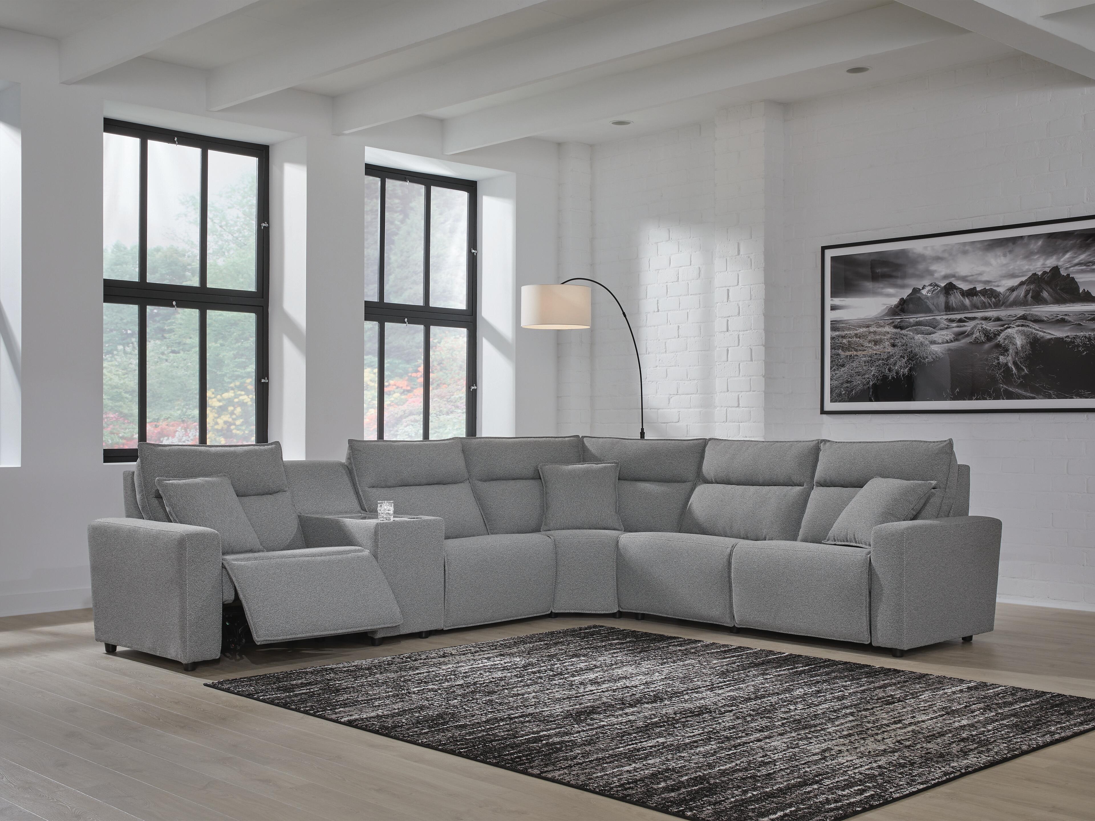 Dar Furniture - Ashley Furniture - Modmax II 6-Piece Power Reclining Sectional with Console - 6-Piece Power Reclining Sectional with Console / Salt and Pepper - 65906S10