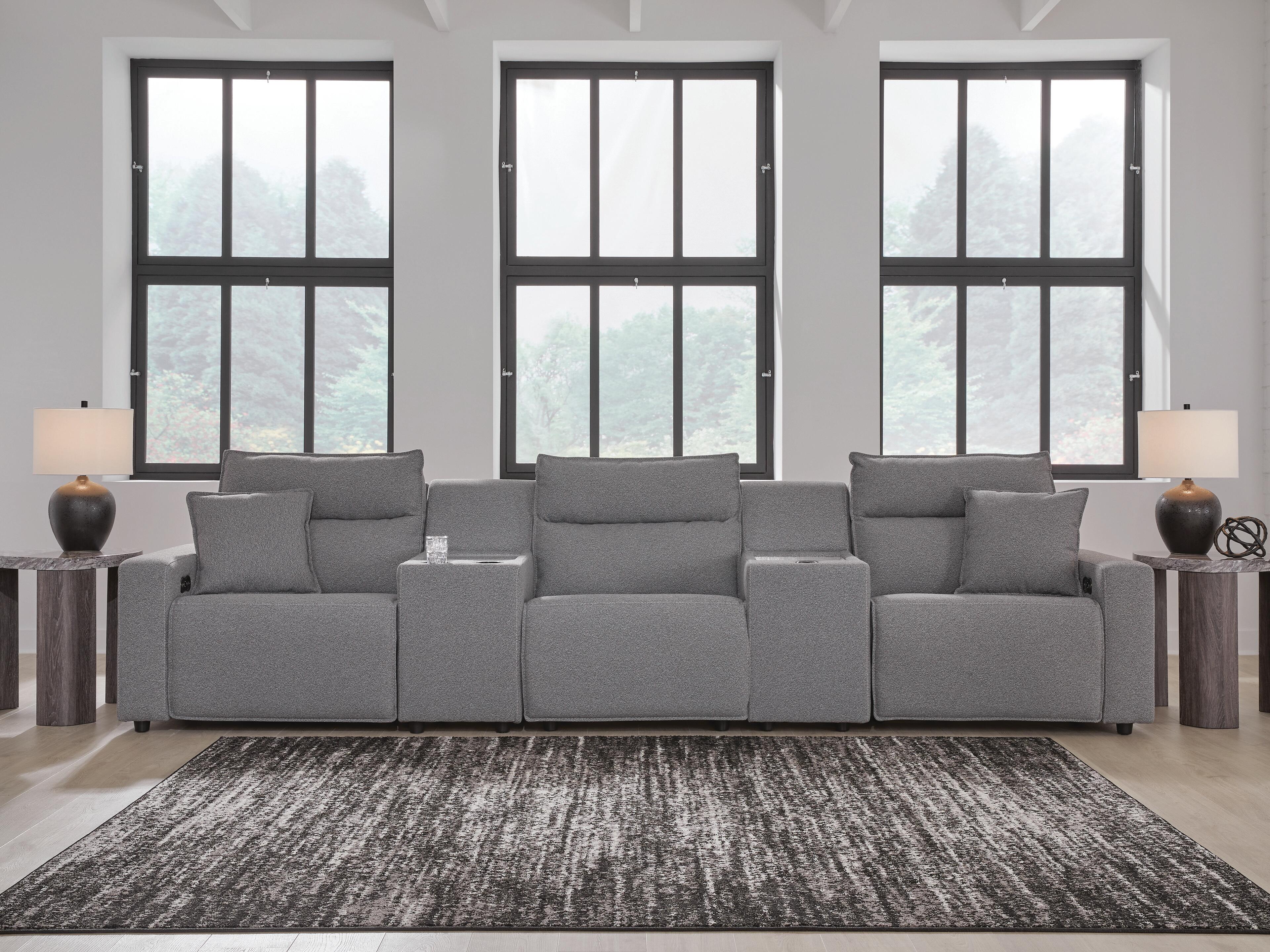 Dar Furniture - Ashley Furniture - Modmax II 5-Piece Power Reclining Sectional with Consoles - 5-Piece Power Reclining Sectional with Consoles / Salt and Pepper - 65906S14