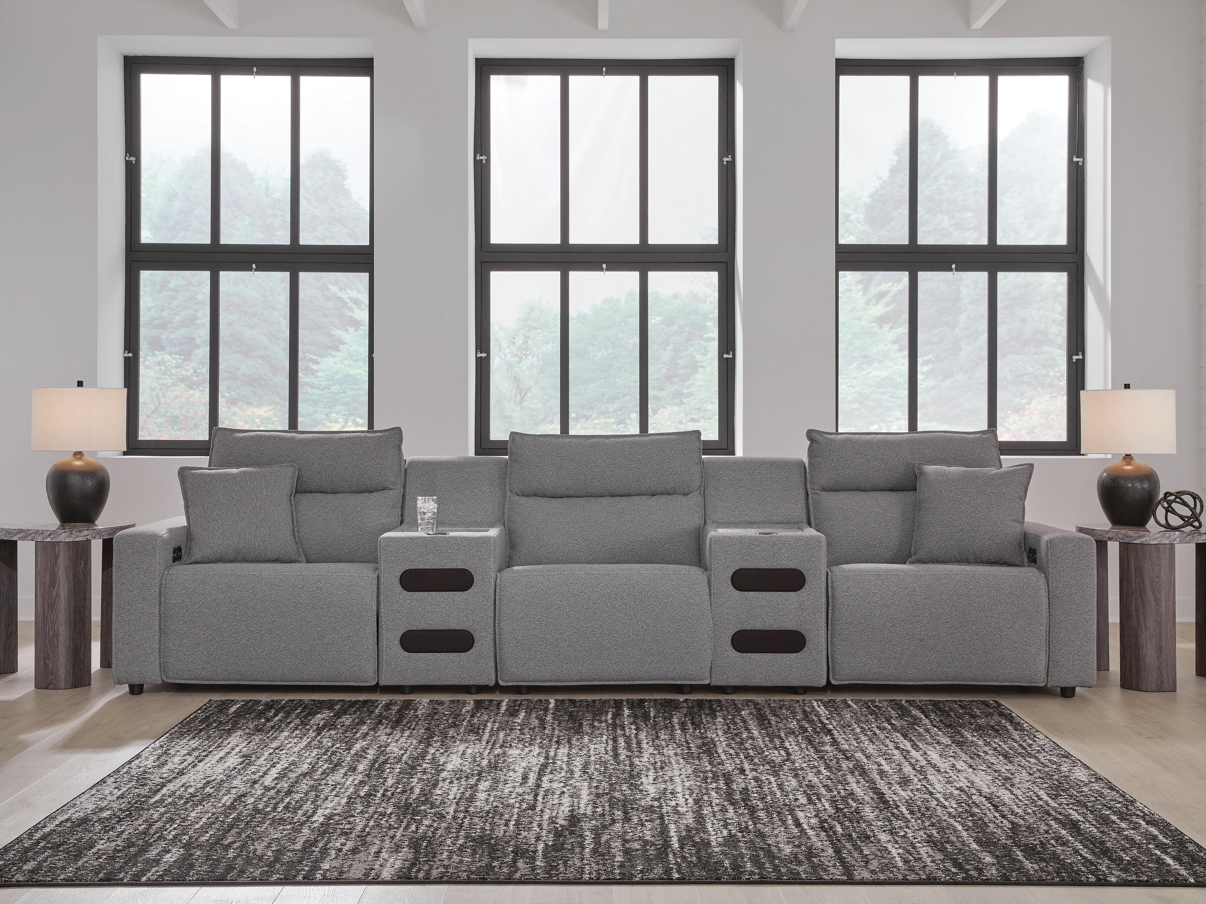 Dar Furniture - Ashley Furniture - Modmax II 5-Piece Power Reclining Sectional with Audio Consoles - 5-Piece Power Reclining Sectional with Audio Consoles / Salt and Pepper - 65906S13