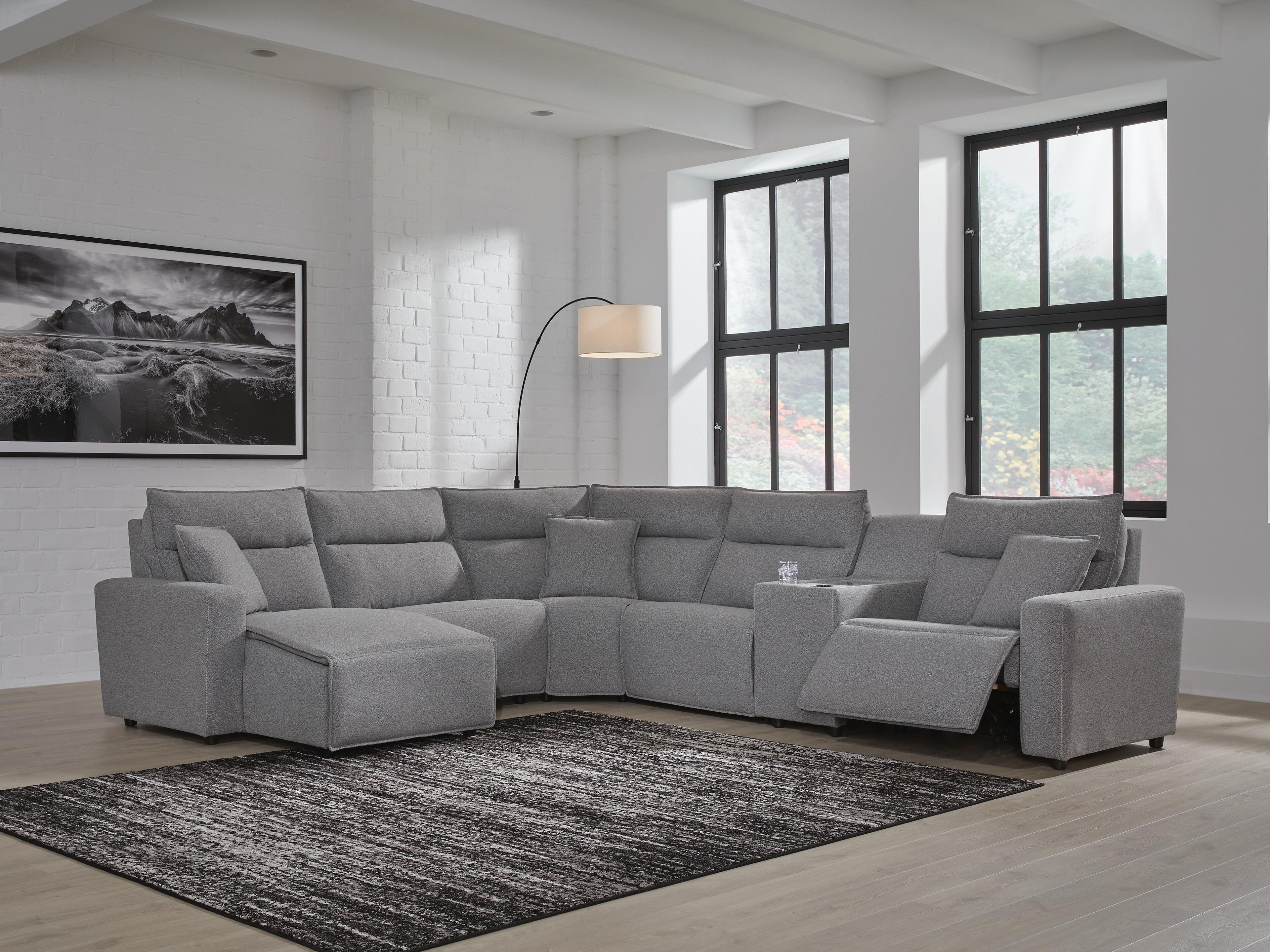Dar Furniture - Ashley Furniture - Modmax II 6-Piece Power Reclining Sectional with Chaise and Console - 6-Piece Power Reclining Sectional with Chaise and Console / Salt and Pepper - 65906S19