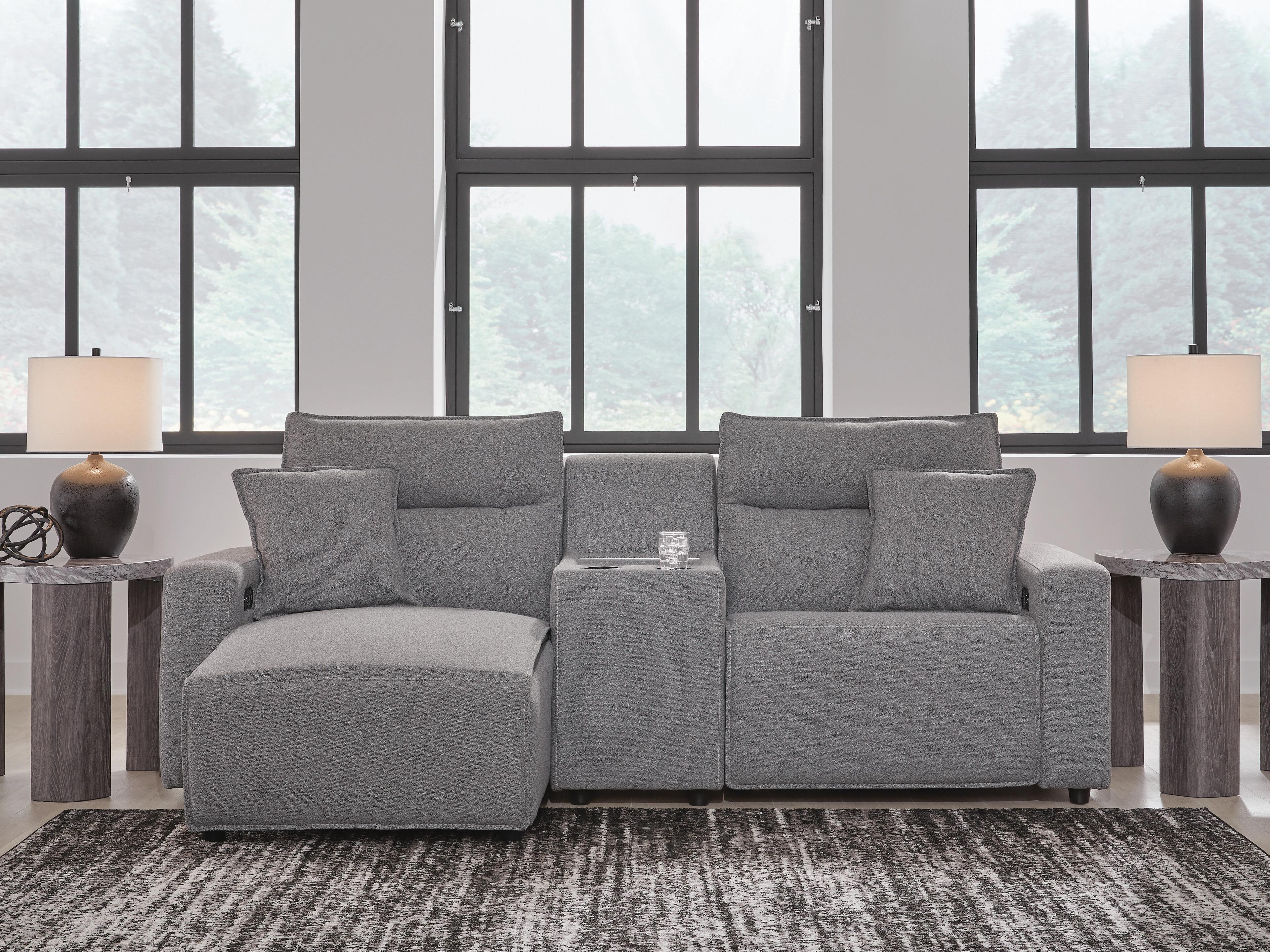 Dar Furniture - Ashley Furniture - Modmax II 3-Piece Power Reclining Sectional with Chaise and Console - 3-Piece Power Reclining Sectional with Chaise and Console / Salt and Pepper - 65906S17
