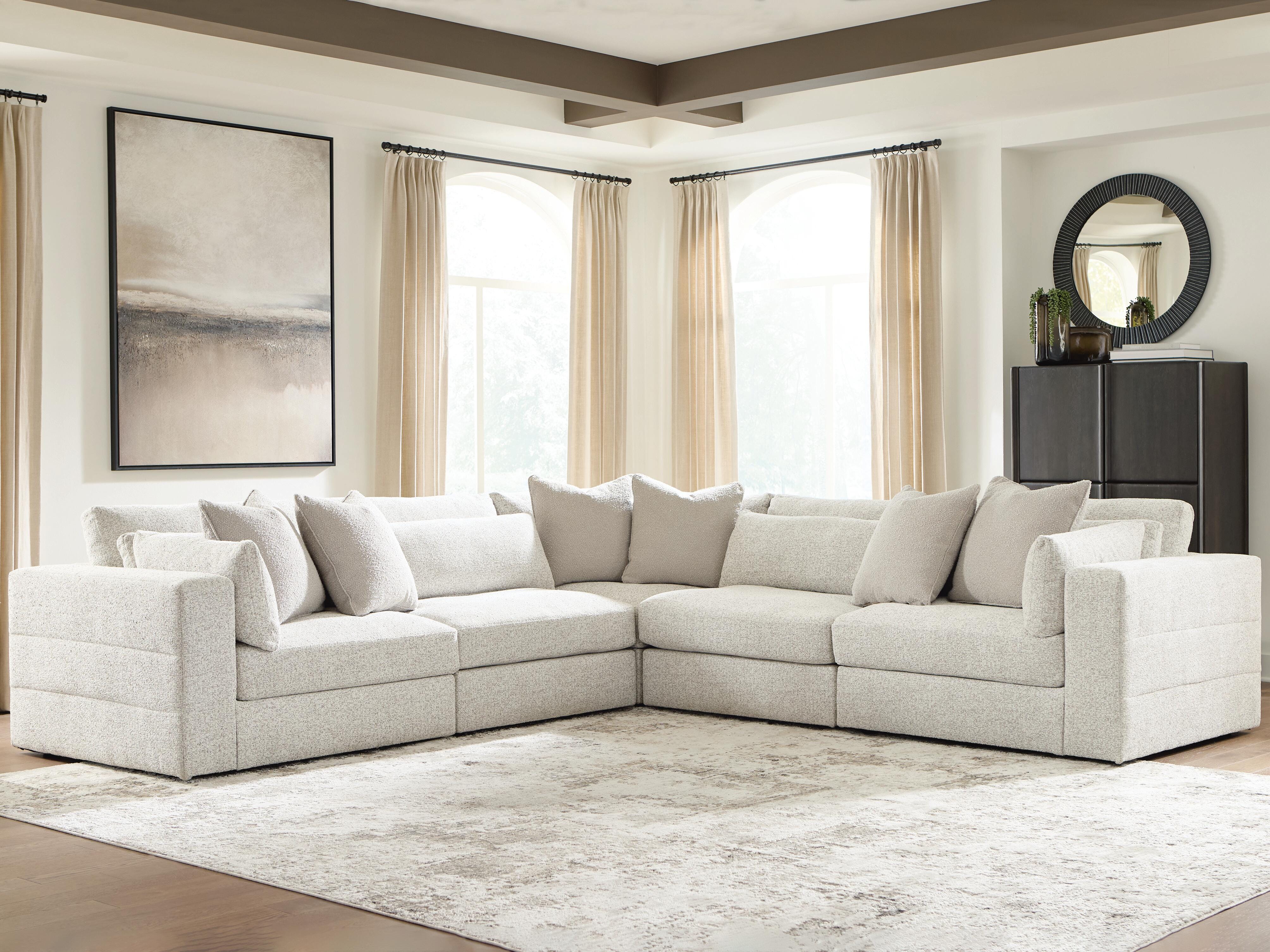 Dar Furniture - Ashley Furniture - Ashbourne Estate 5-Piece Sectional - RAF 5-Piece Sectional / Snowstone - PC66004S17