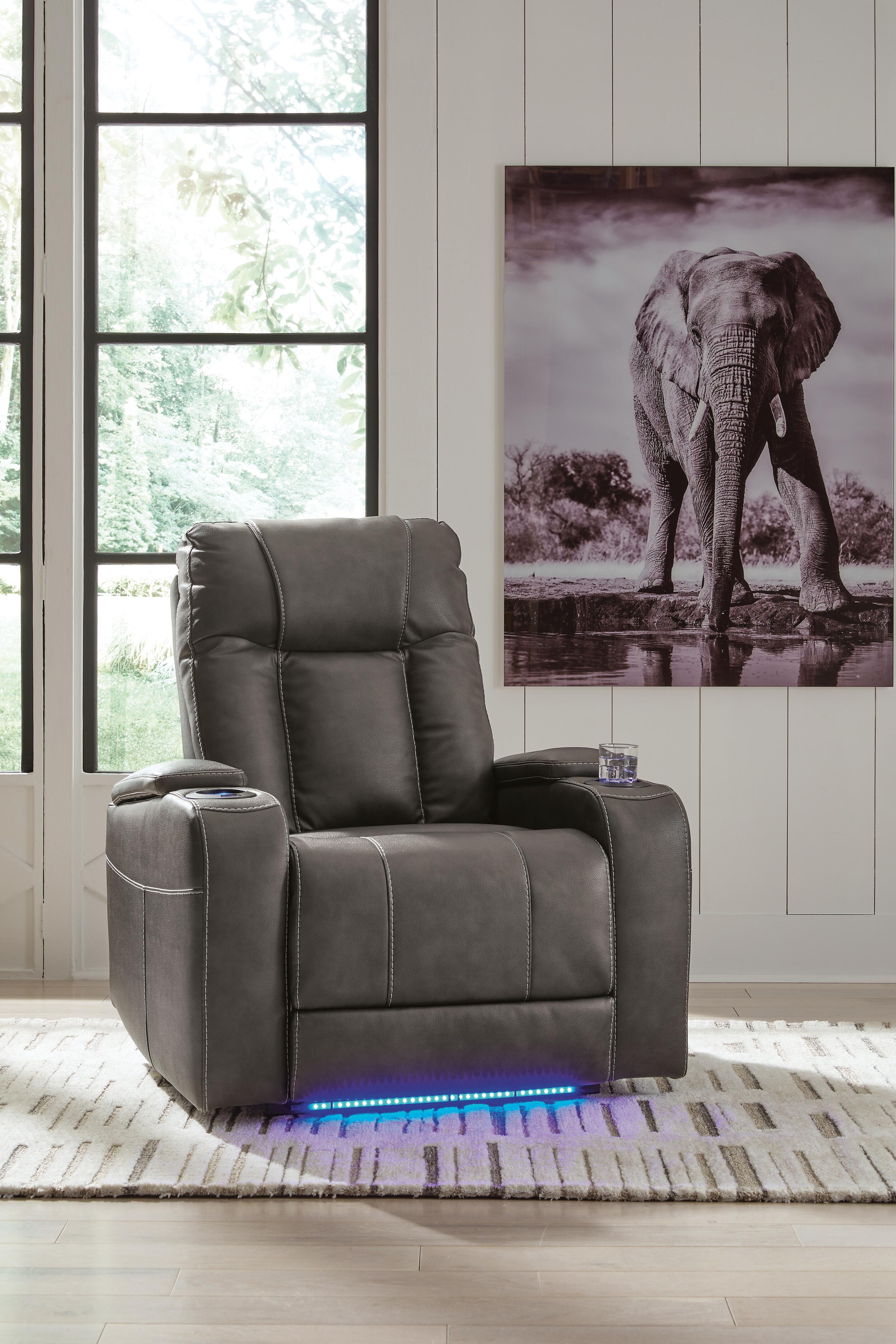 Dar Furniture - Ashley Furniture - Feazada Power Recliner - PWR Recliner/ADJ Headrest / Shadow - 6620513