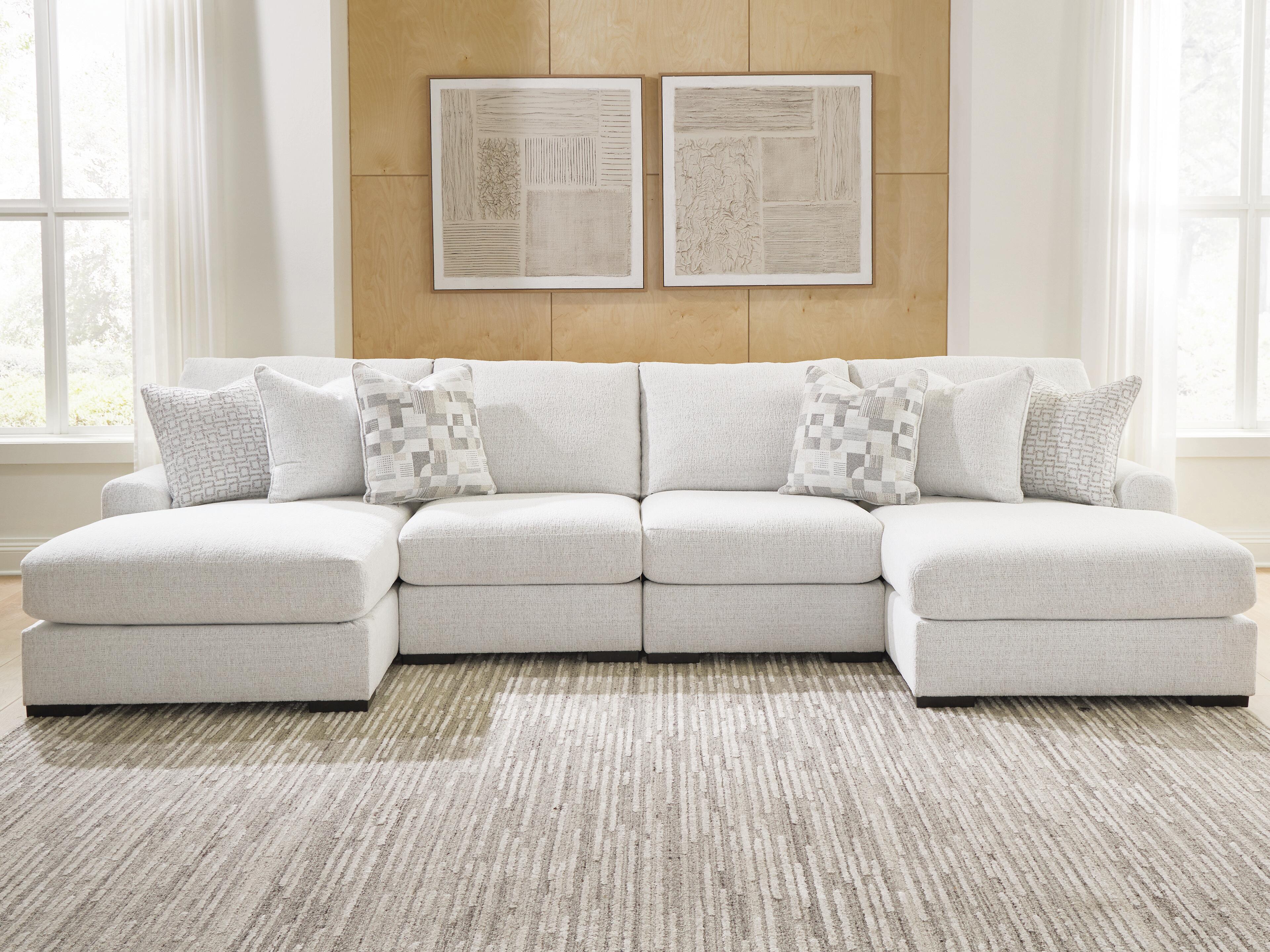 Dar Furniture - Ashley Furniture - Misty-Lakes 4-Piece Double Chaise Sectional - RAF 4-Piece Double Chaise Sectional / Chalk - PC66906S8