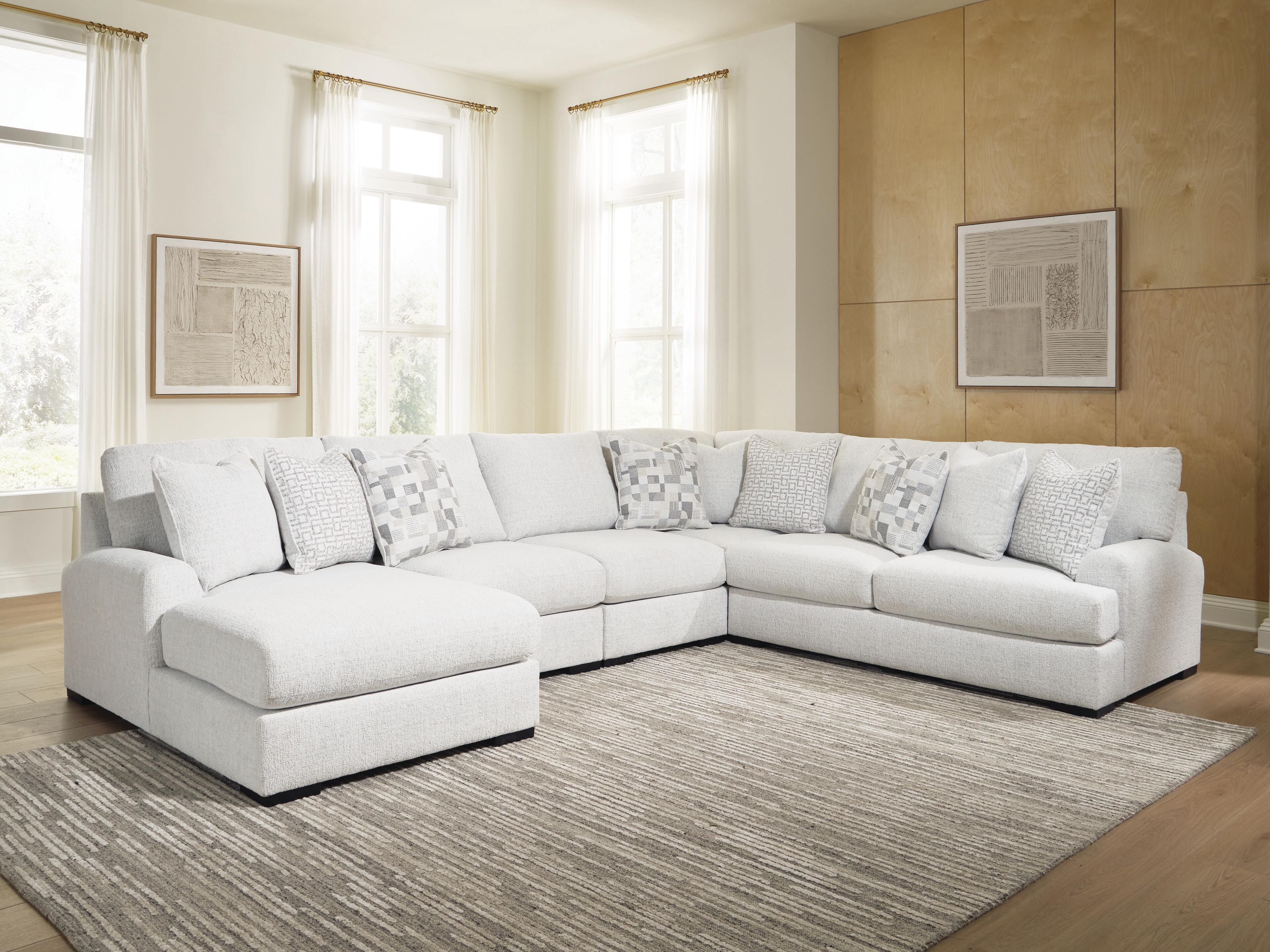 Dar Furniture - Ashley Furniture - Misty-Lakes 5-Piece Sectional with Chaise - RAF 5-Piece Sectional with Chaise / Chalk - PC66906S12