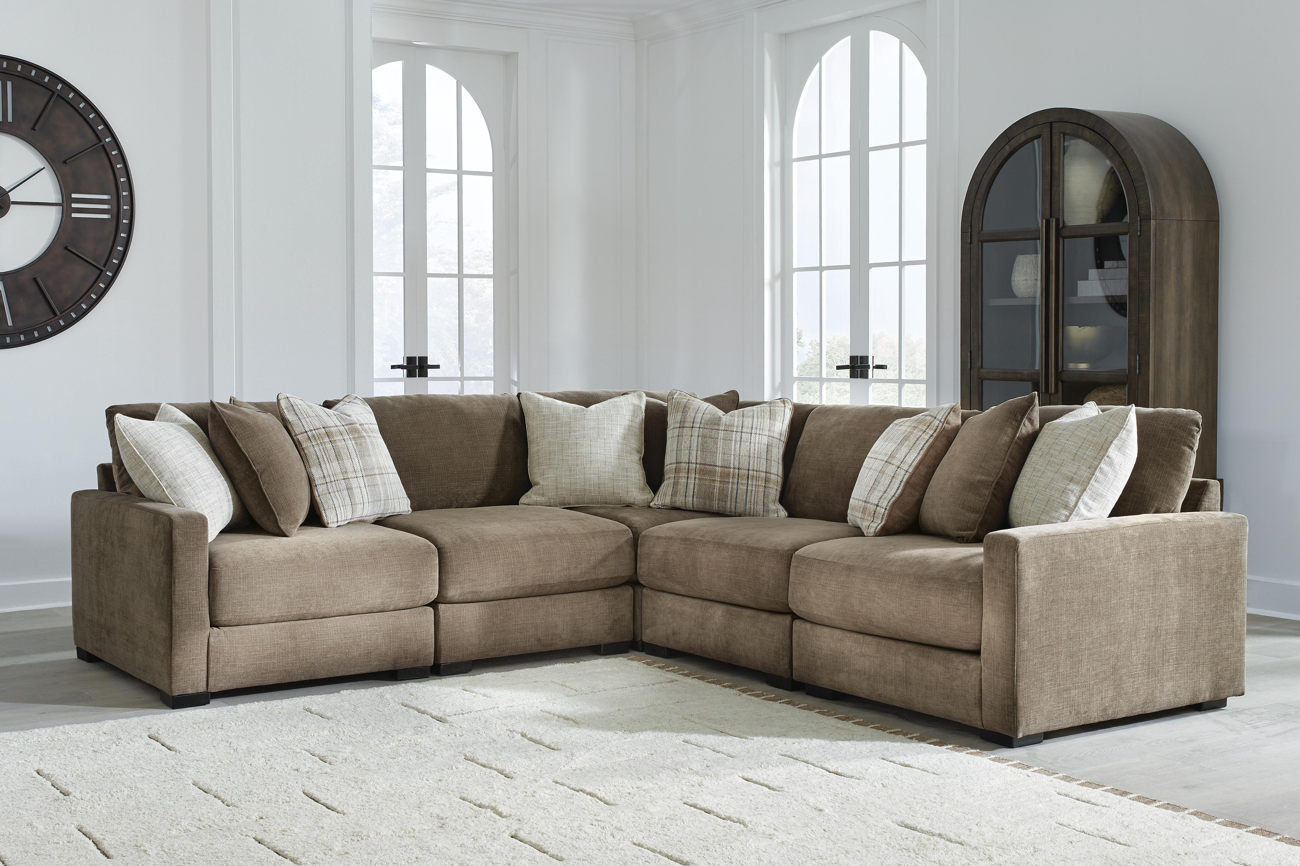 Dar Furniture - Ashley Furniture - Camellia-Court 5-Piece Sectional - RAF 5-Piece Sectional / Coffee - 68207S17