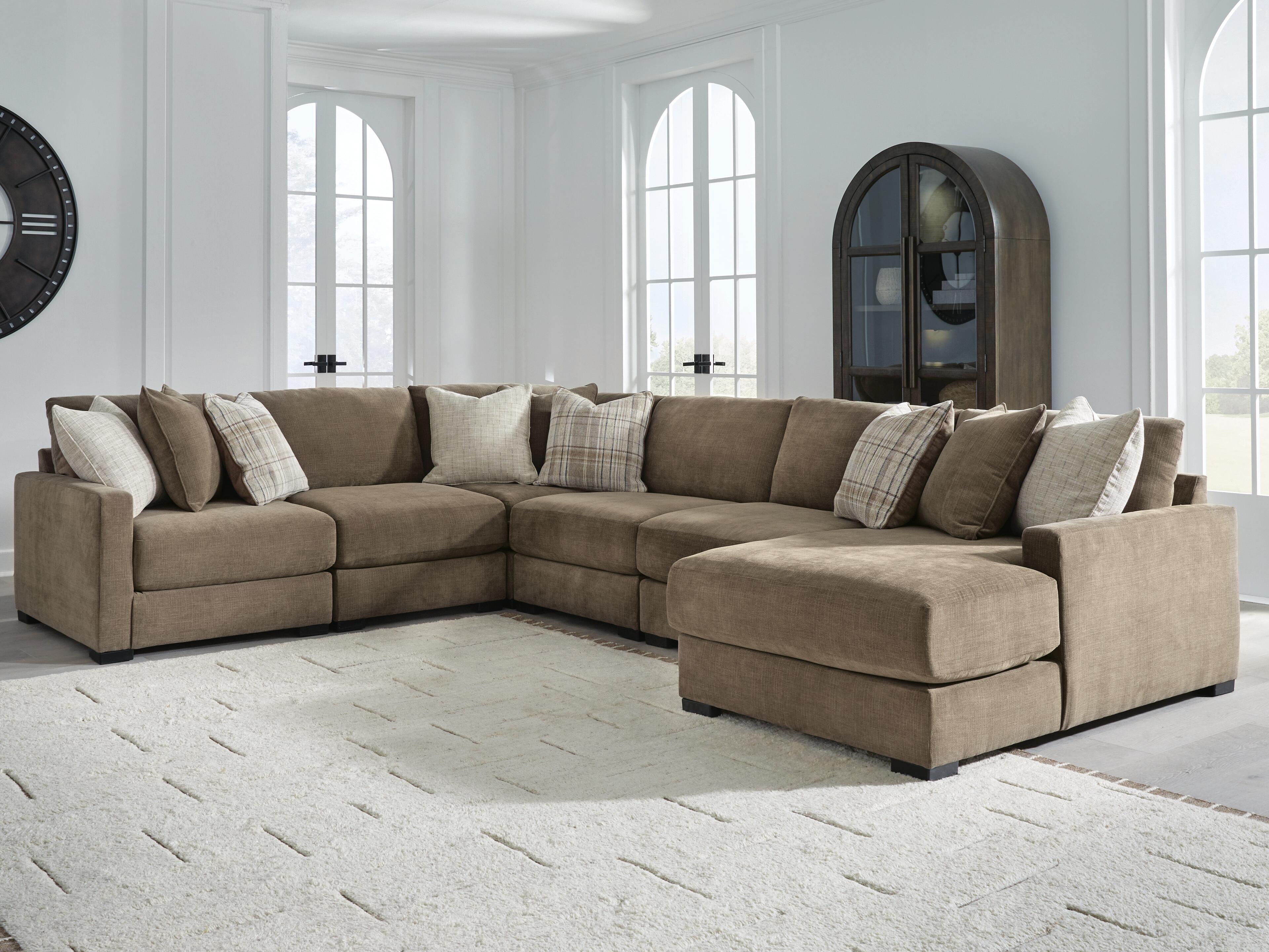 Dar Furniture - Ashley Furniture - Camellia-Court 6-Piece Sectional with Chaise - RAF 6-Piece Sectional with Chaise / Coffee - 68207S15