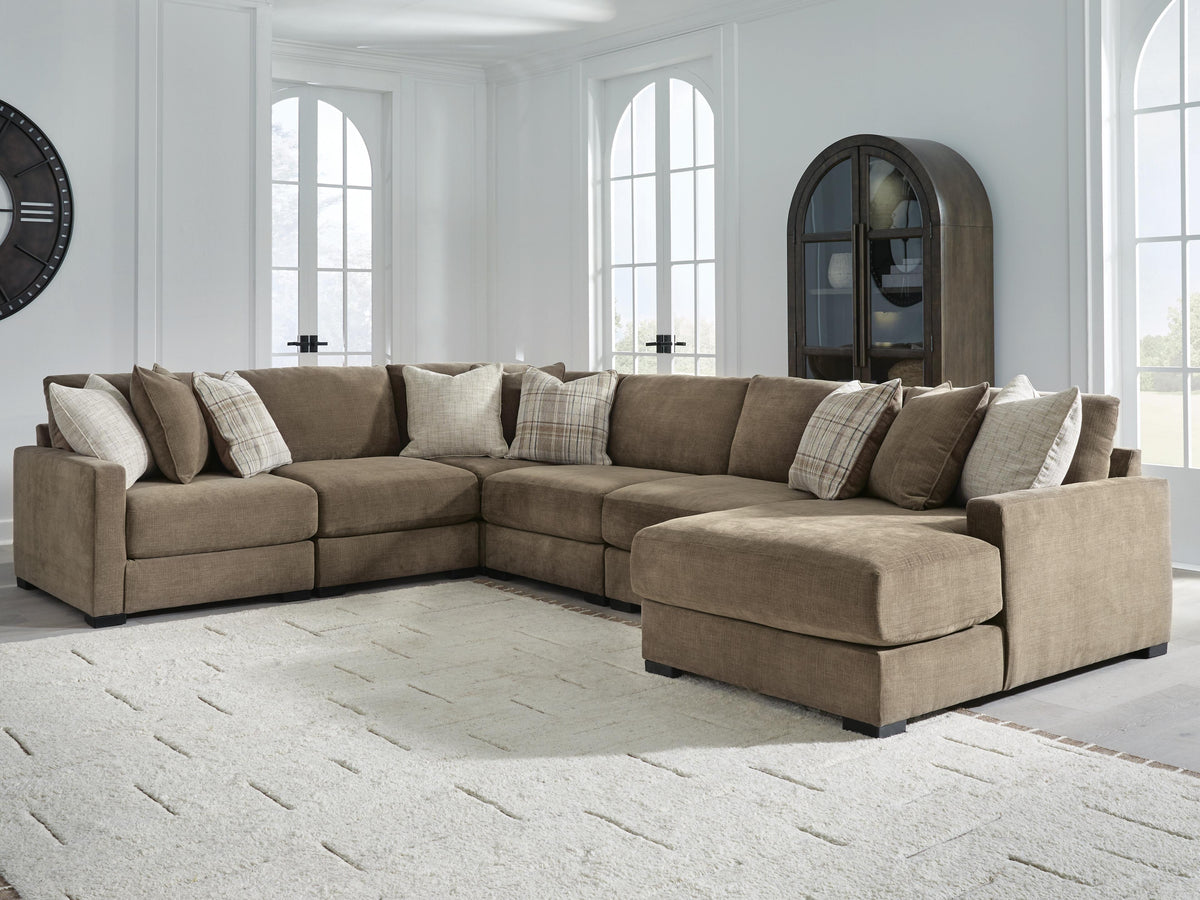 Dar Furniture - Ashley Furniture - Camellia-Court 6-Piece Sectional with Chaise - RAF 6-Piece Sectional with Chaise / Coffee - 68207S15