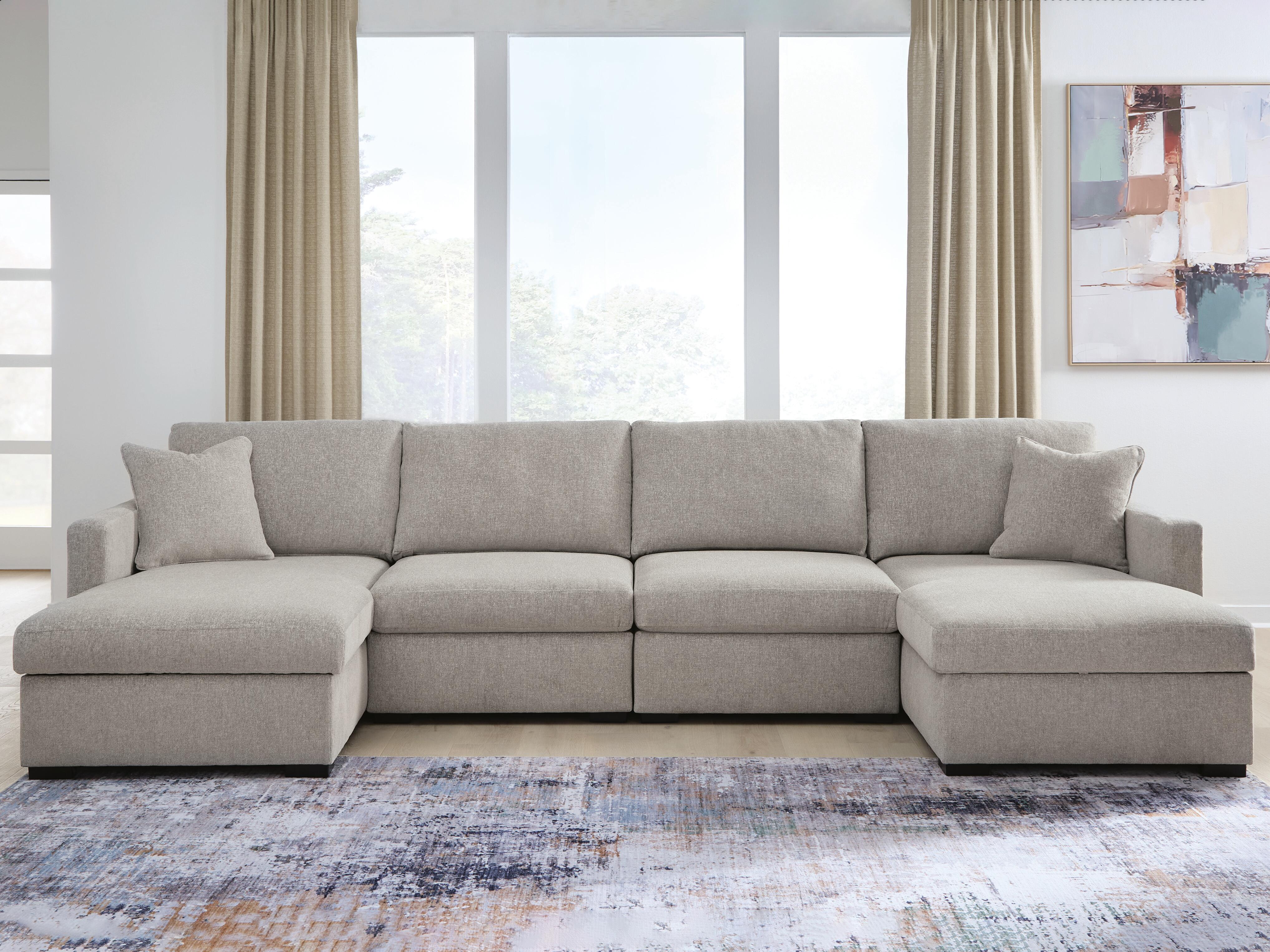 Dar Furniture - Ashley Furniture - ModMax Luxe 4-Piece Double Chaise Sectional - RAF 4-Piece Double Chaise Sectional / Flint - 68605S16