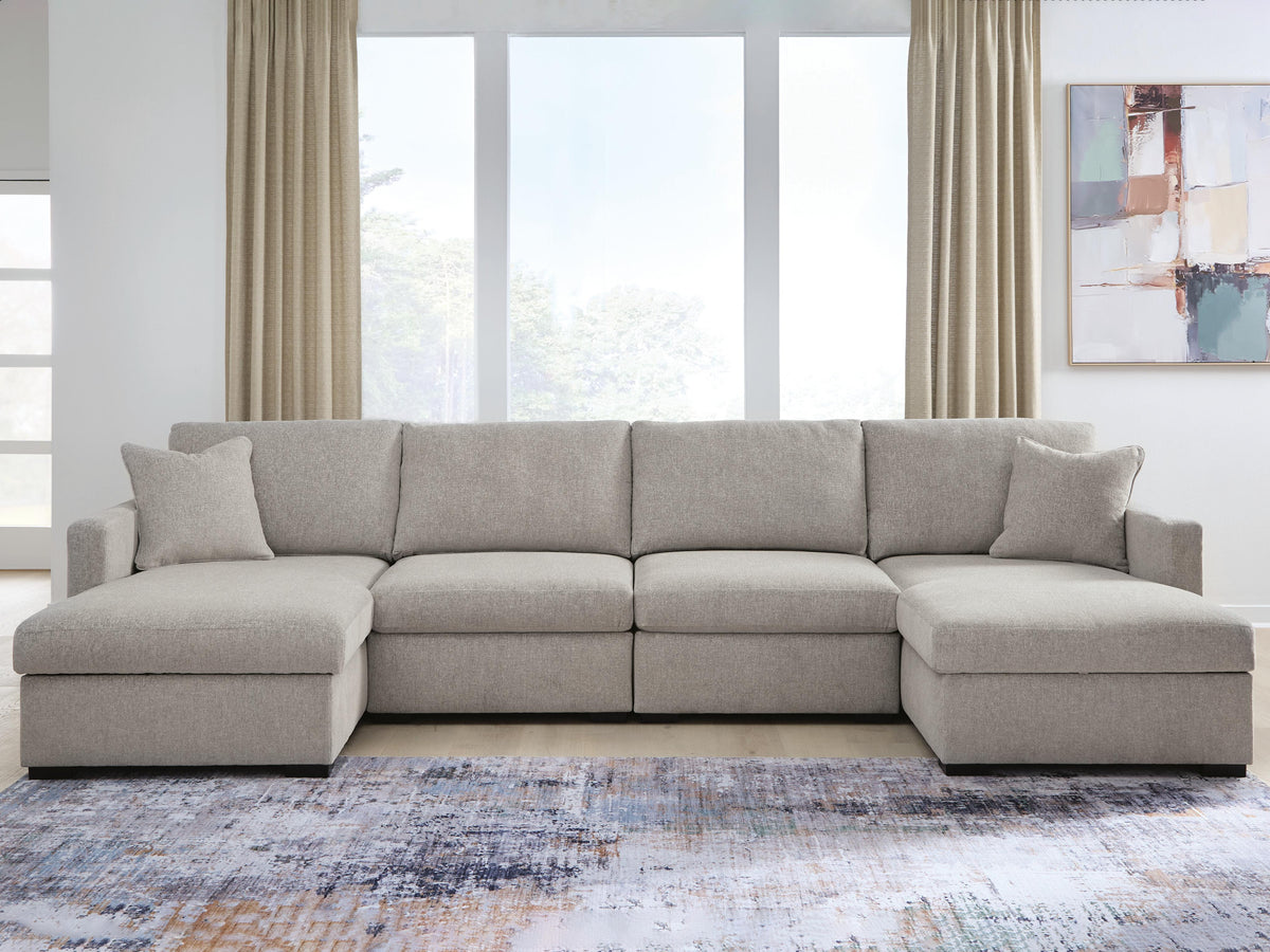 Dar Furniture - Ashley Furniture - ModMax Luxe 4-Piece Double Chaise Sectional - RAF 4-Piece Double Chaise Sectional / Flint - 68605S16