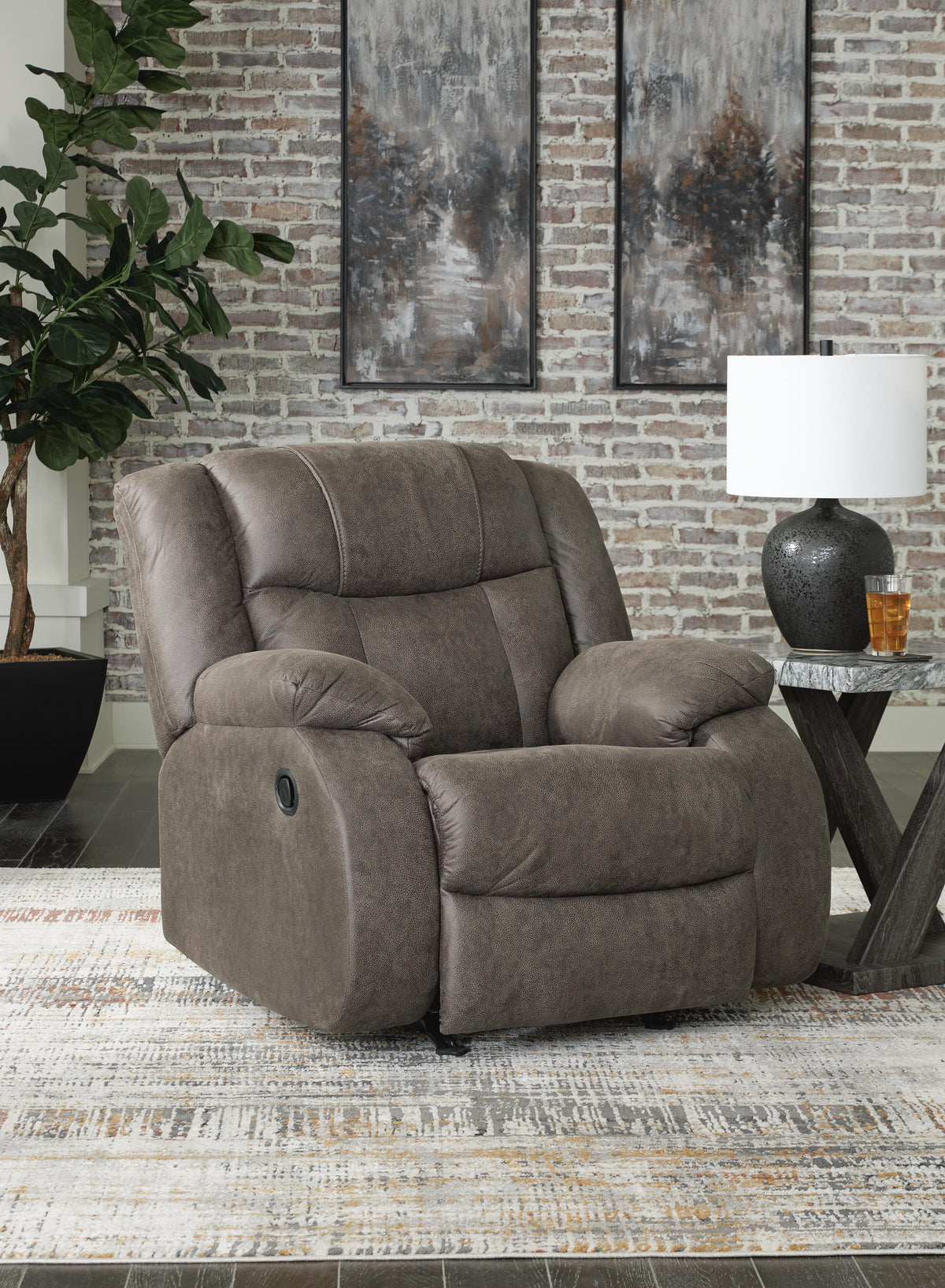 Dar Furniture - Ashley Furniture - First Base Recliner - Rocker Recliner / Gunmetal - 6880425