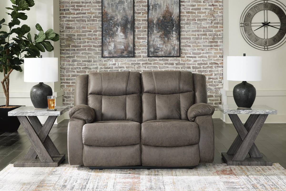 Dar Furniture - Ashley Furniture - First Base Reclining Loveseat - Reclining Loveseat / Gunmetal - 6880486
