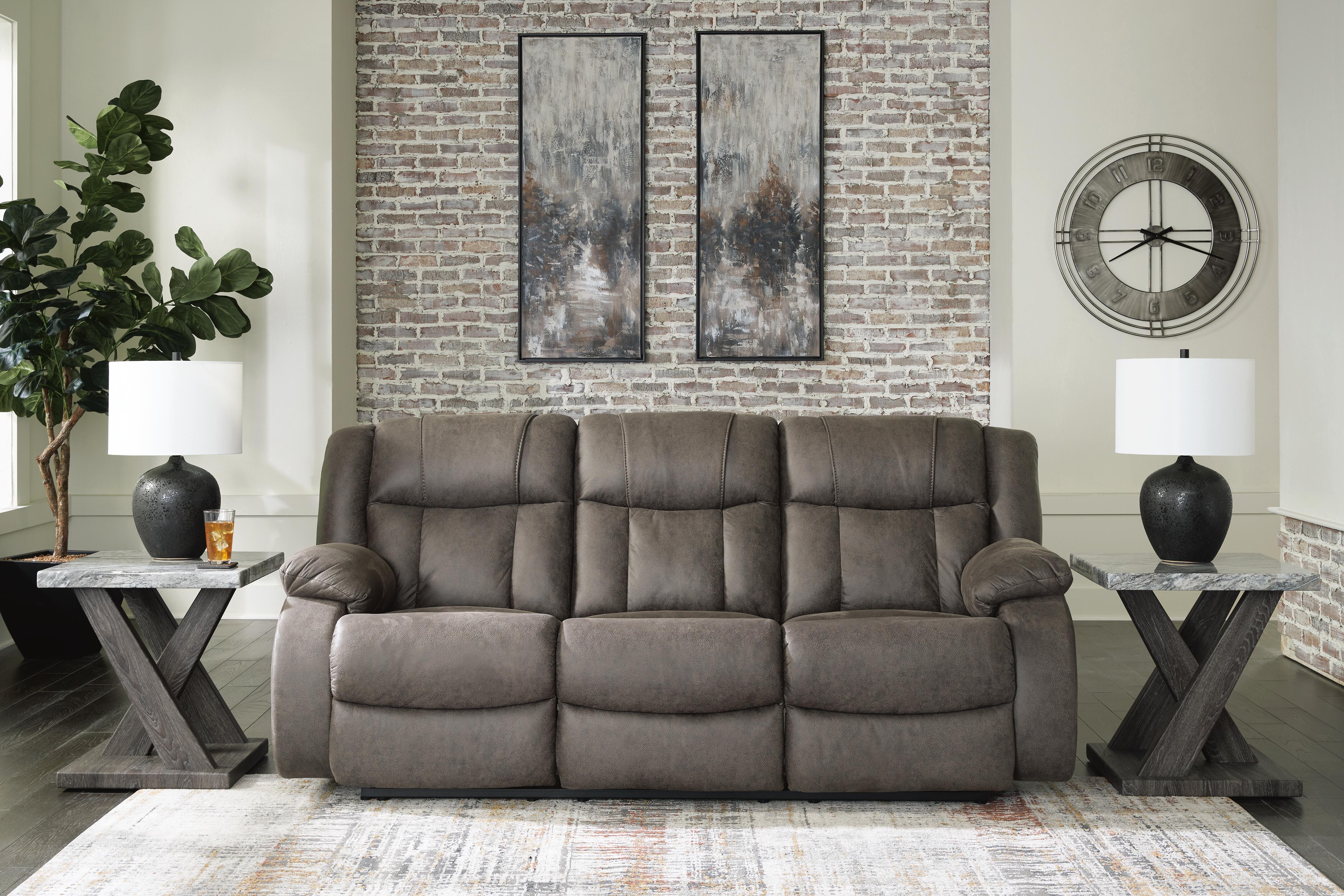 Dar Furniture - Ashley Furniture - First Base Reclining Sofa - Reclining Sofa / Gunmetal - 6880488