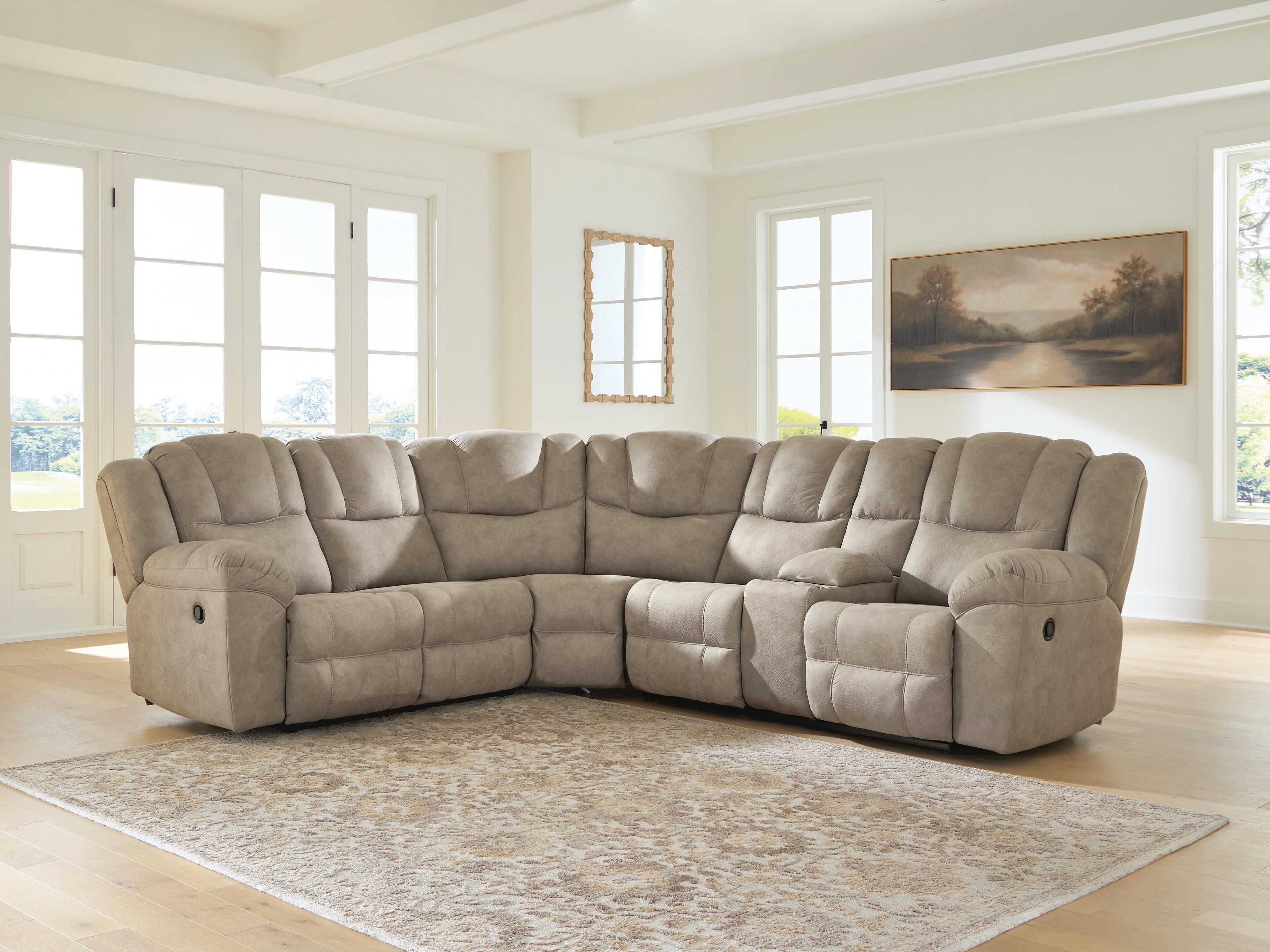 Dar Furniture - Ashley Furniture - Pearce-Pike 3-Piece Reclining Sectional with Console - 3-Piece Reclining Sectional with Console / Birch - PC69205S2
