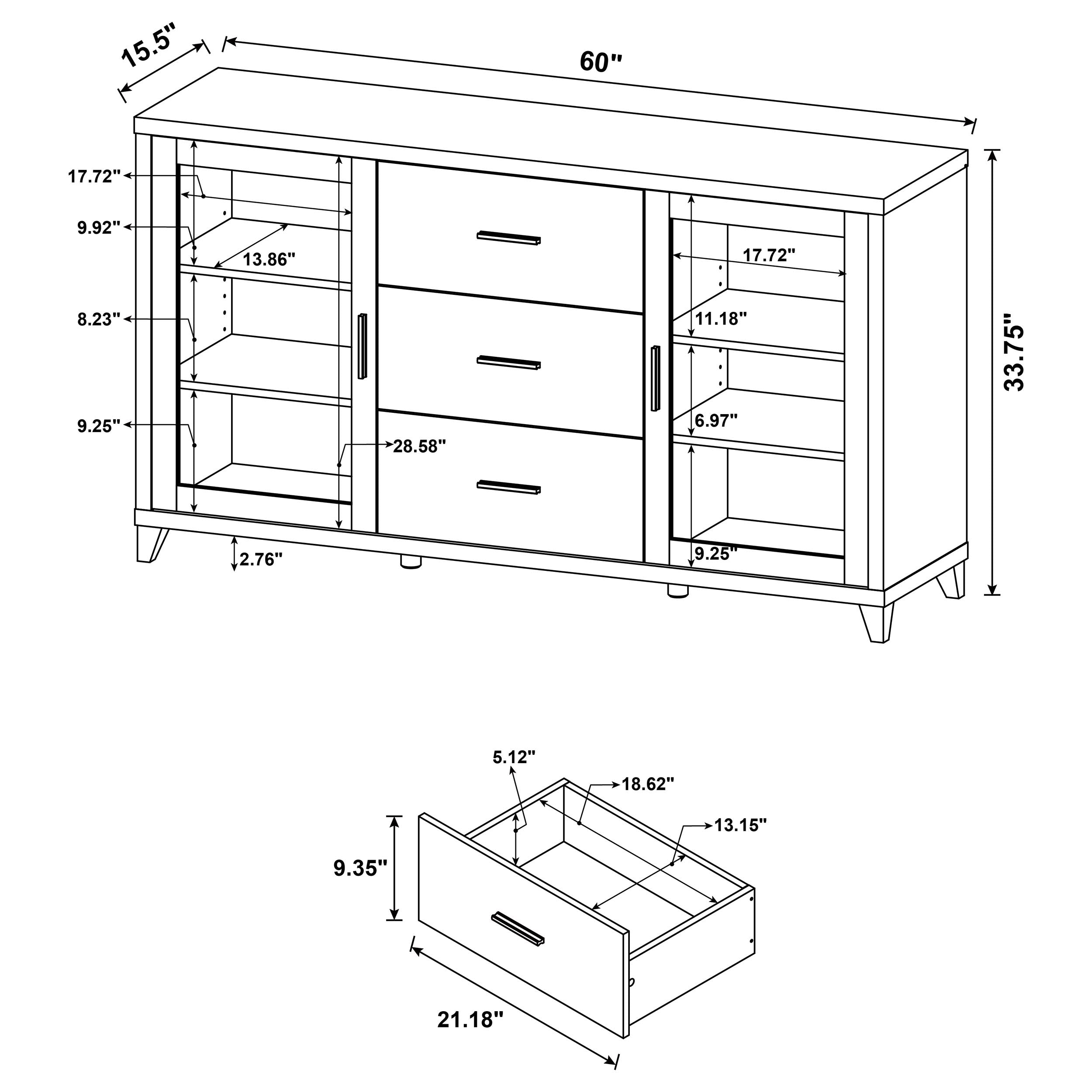 Lewes 2-door Engineered Wood 60-inch TV Stand Cappuccino