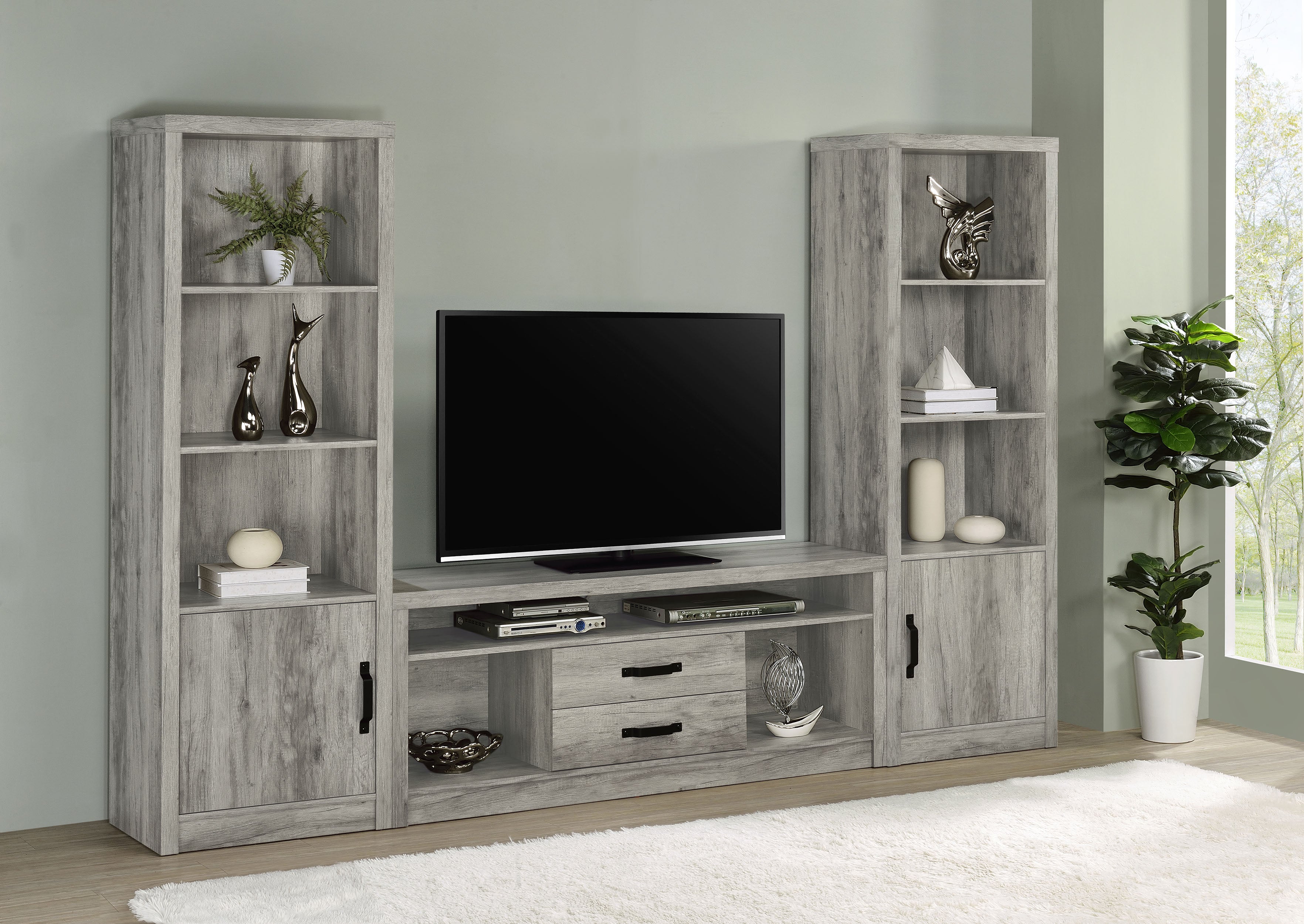 Dar Furniture - Coaster - Burke 3-piece 59-inch TV Entertainment Center Grey Driftwood - 701024-SET