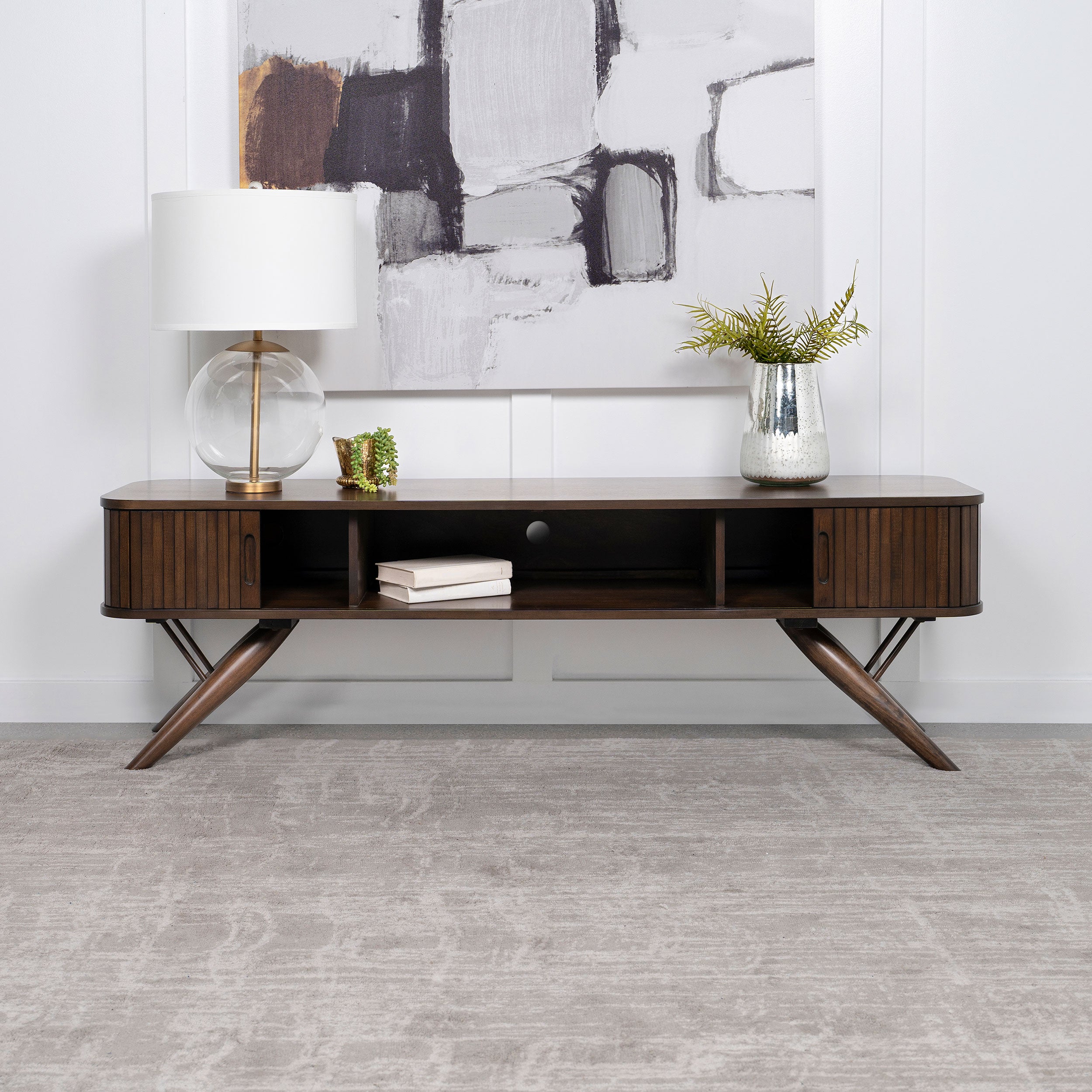 Dar Furniture - Coaster - Valna Wood 71-inch TV Stand with Sliding Doors Walnut - 701713