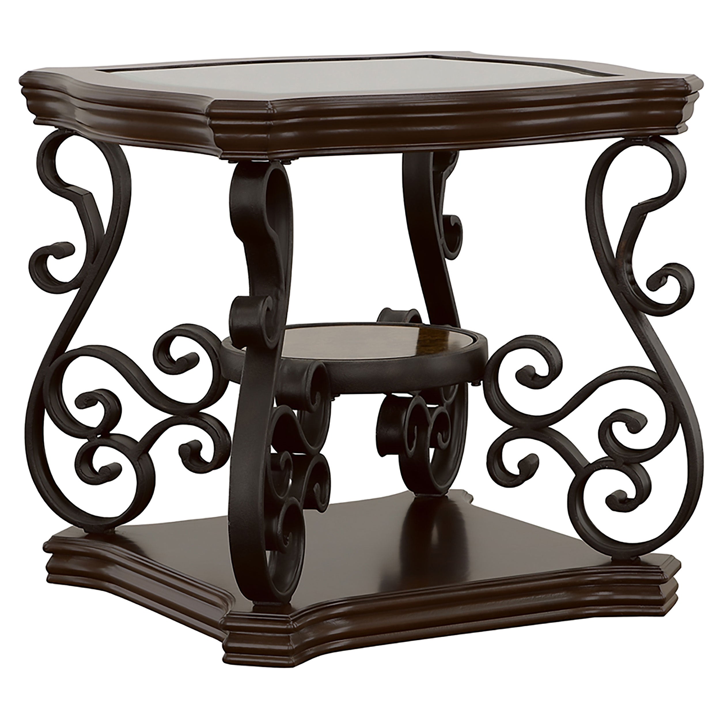 Dar Furniture - Coaster - Laney 1-shelf Glass Top Square End Table Deep Merlot - 702447