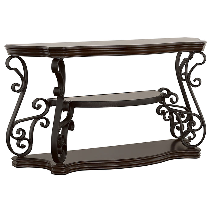 Laney Scrollwork Entryway Sofa Console Table Deep Merlot